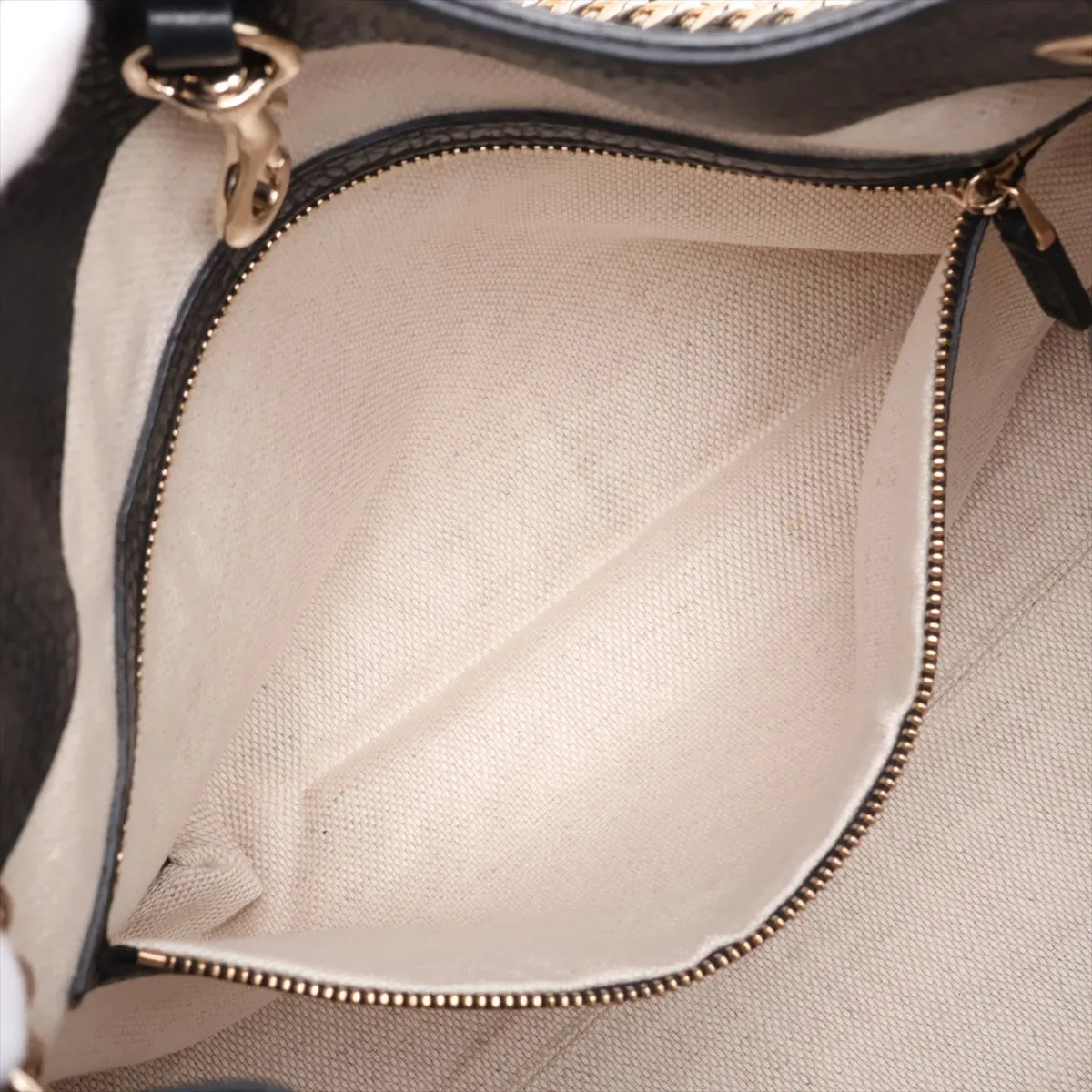 Soho Leather Chain Tote Bag, Black, 536196 — view 8