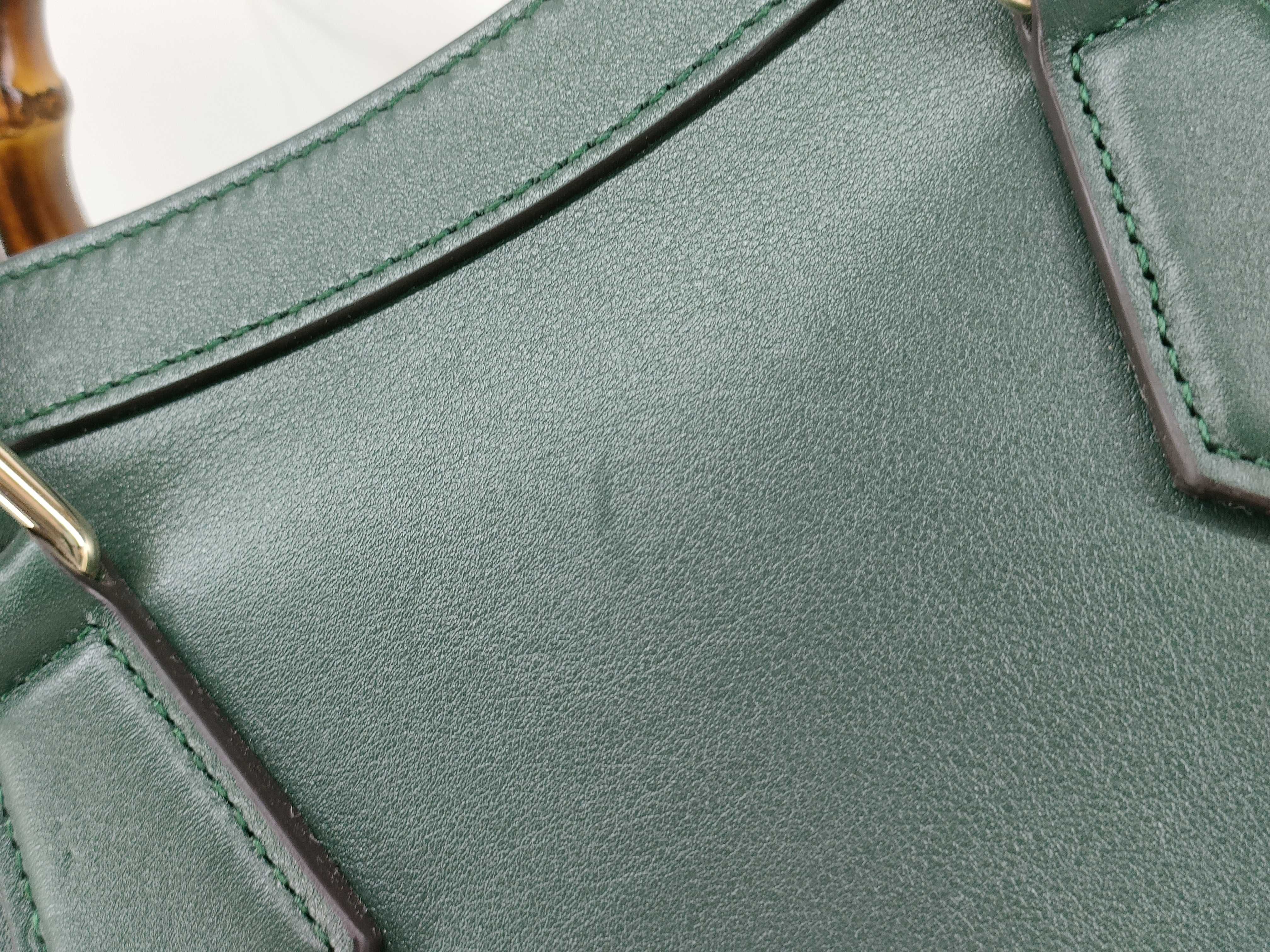Bamboo Diana 2-way Bamboo Handbag, Green Leather, 853226 — view 15