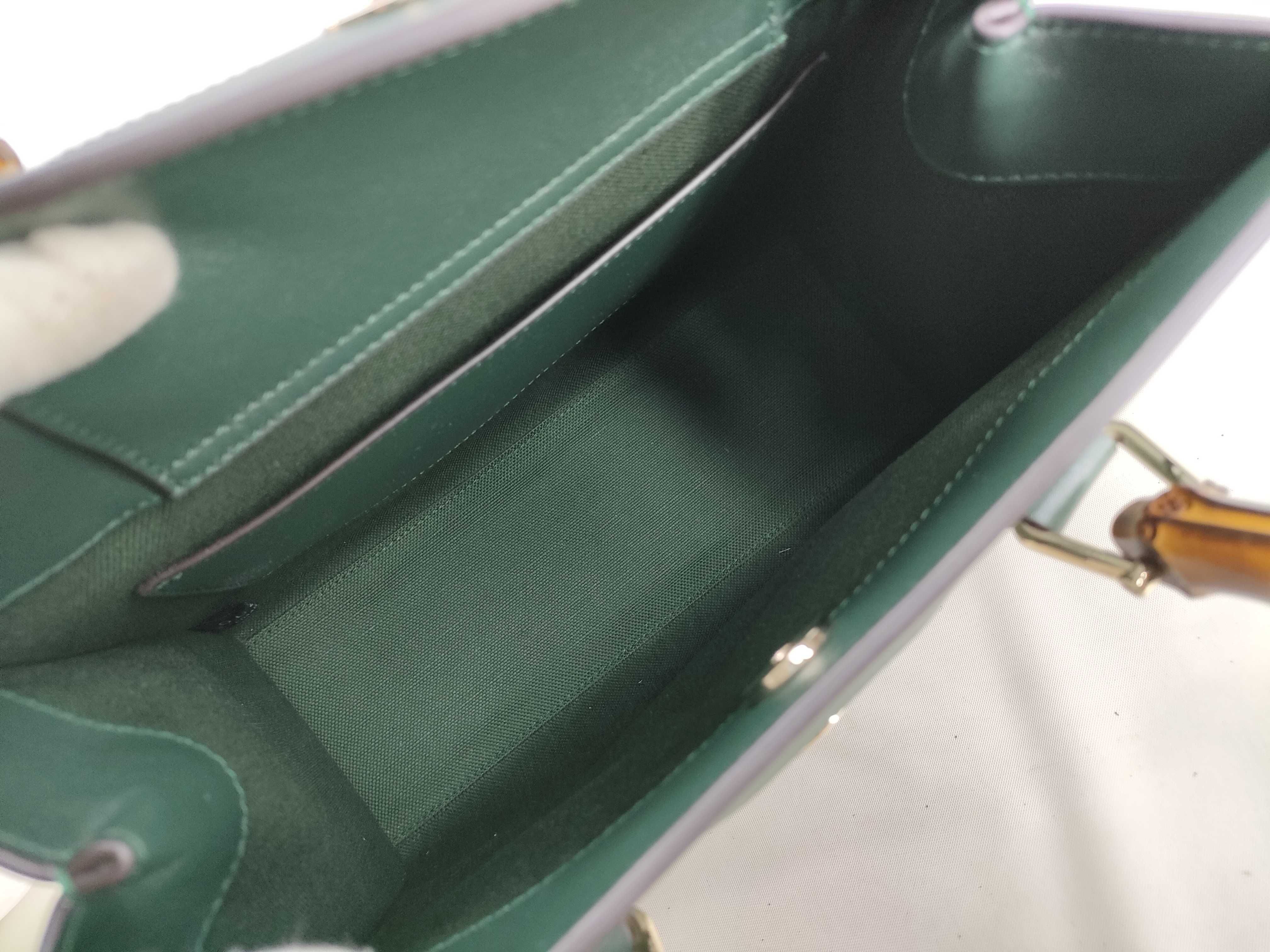 Bamboo Diana 2-way Bamboo Handbag, Green Leather, 853226 — view 8