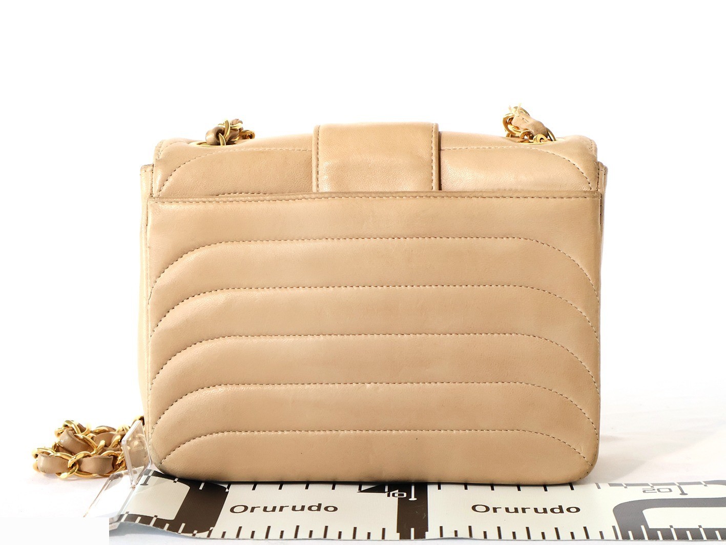 Mademoiselle Double Flap Chain Shoulder Bag, Beige — view 2