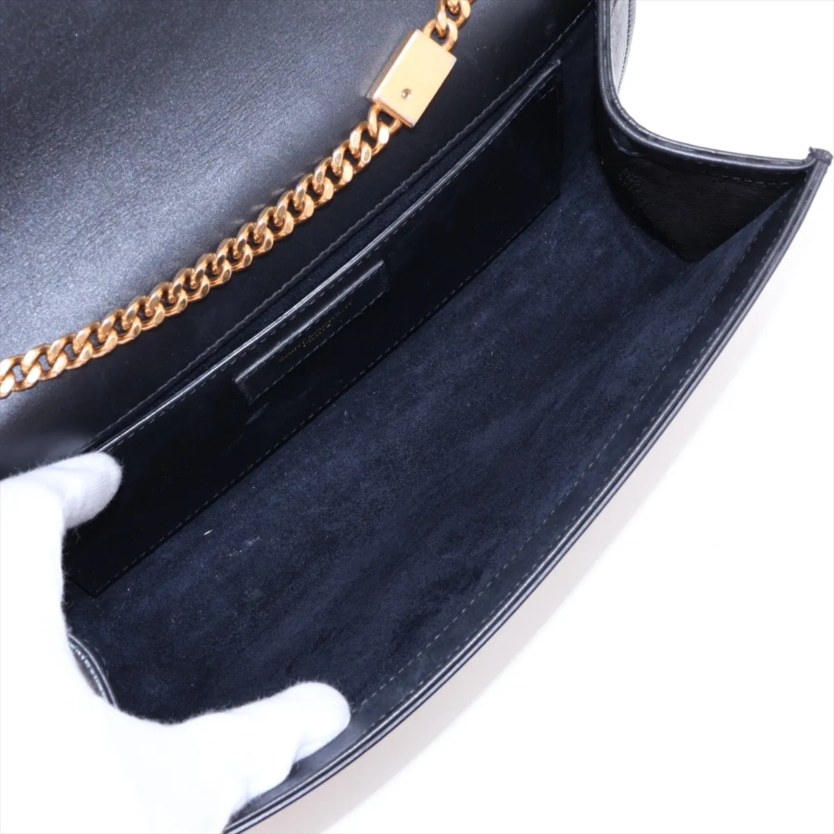 Classic Kate Leather Chain Shoulder Bag, Black 354119 — view 6