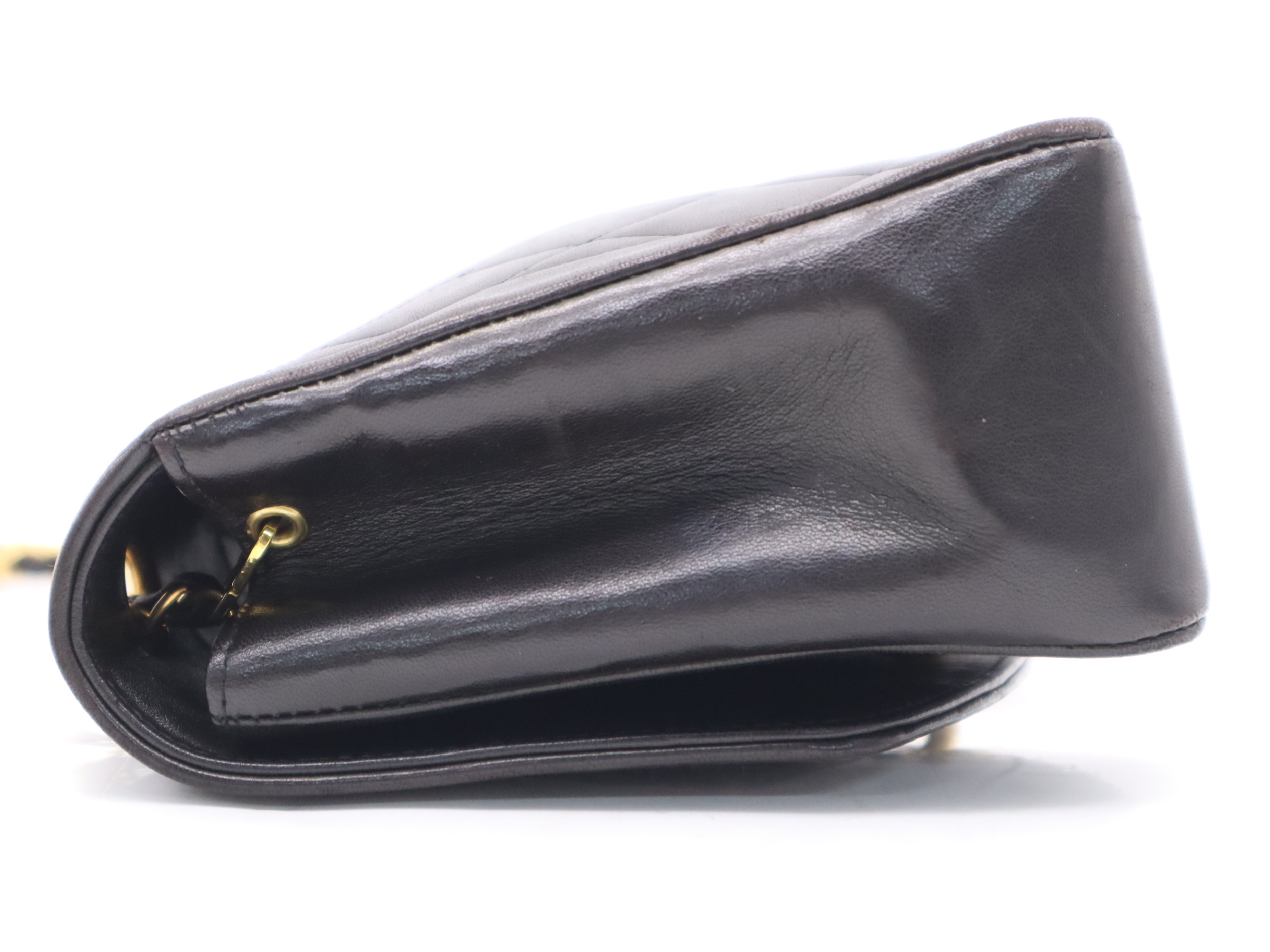 Lambskin Matelassé Diana 26 S Flap S Chain Shoulder Bag with Dust Bag and Seal, Gold Hardware, Black — view 3