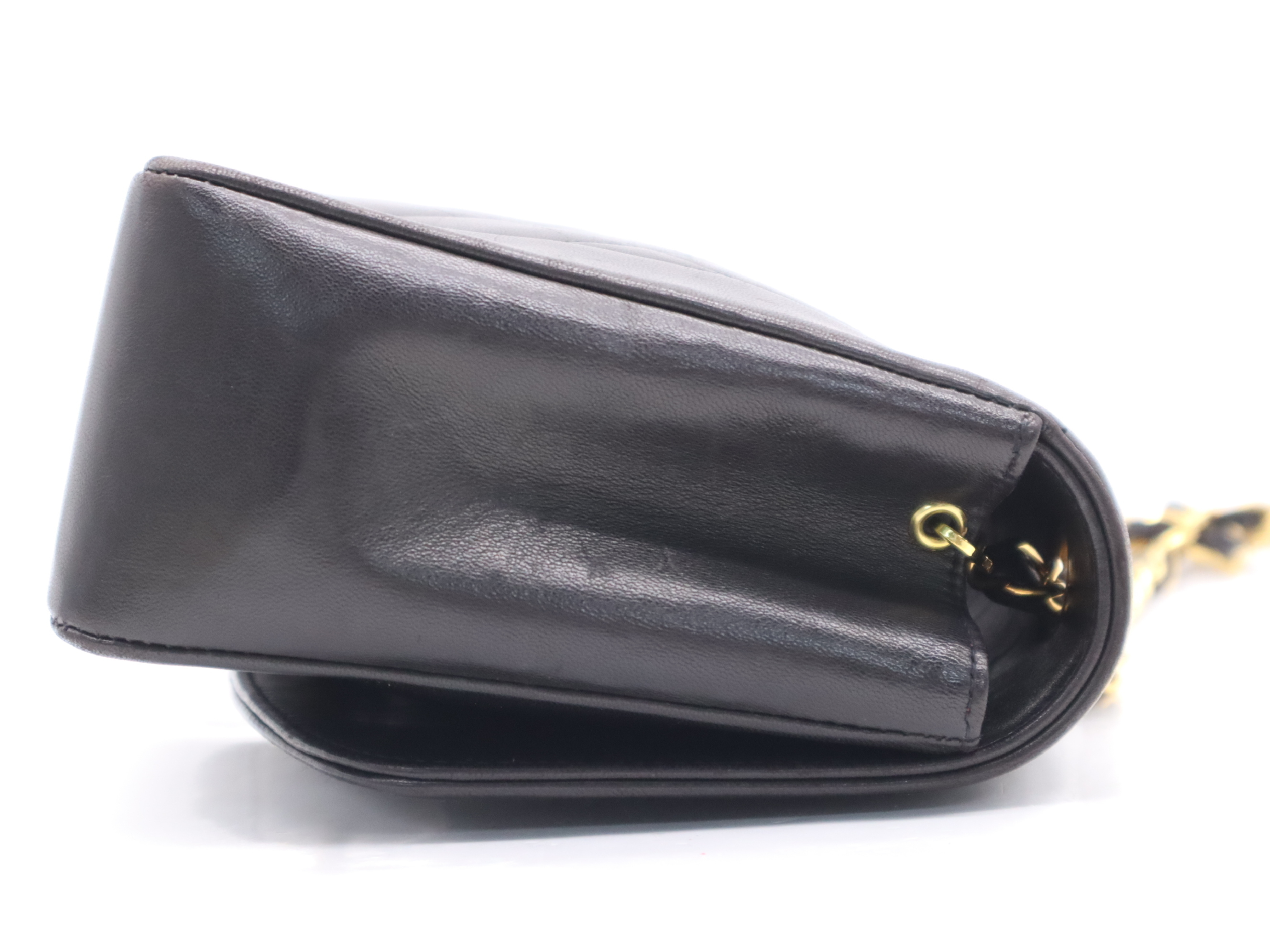 Lambskin Matelassé Diana 26 S Flap S Chain Shoulder Bag with Dust Bag and Seal, Gold Hardware, Black — view 5