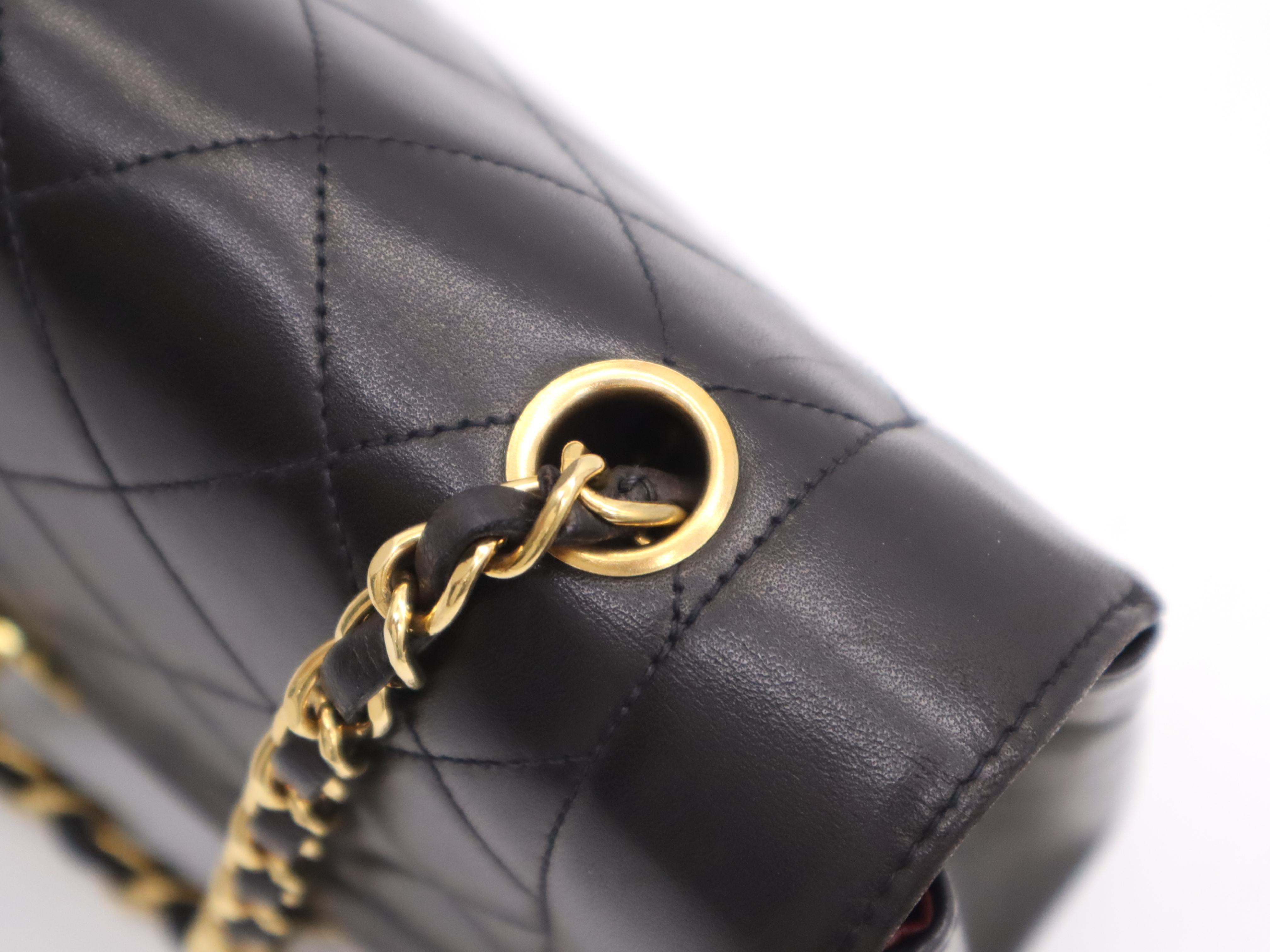 Lambskin Matelassé Diana 26 S Flap S Chain Shoulder Bag with Dust Bag and Seal, Gold Hardware, Black — view 8