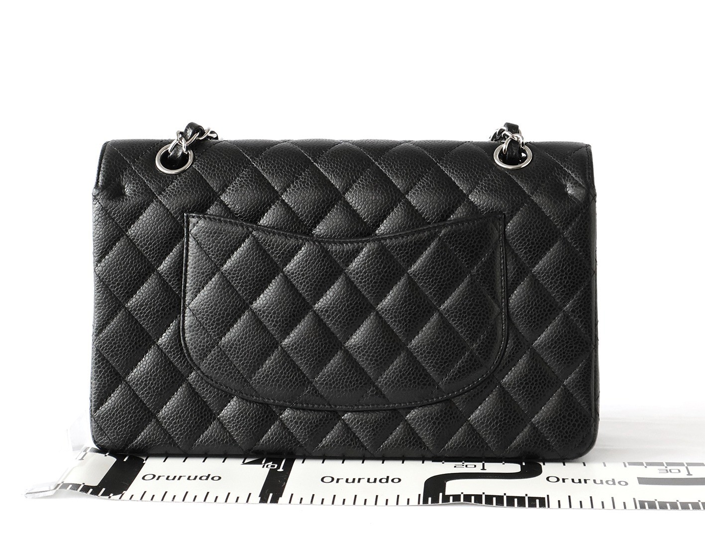 Caviar leather Matelassé 25 Double flap Double chain shoulder bag, black — view 2