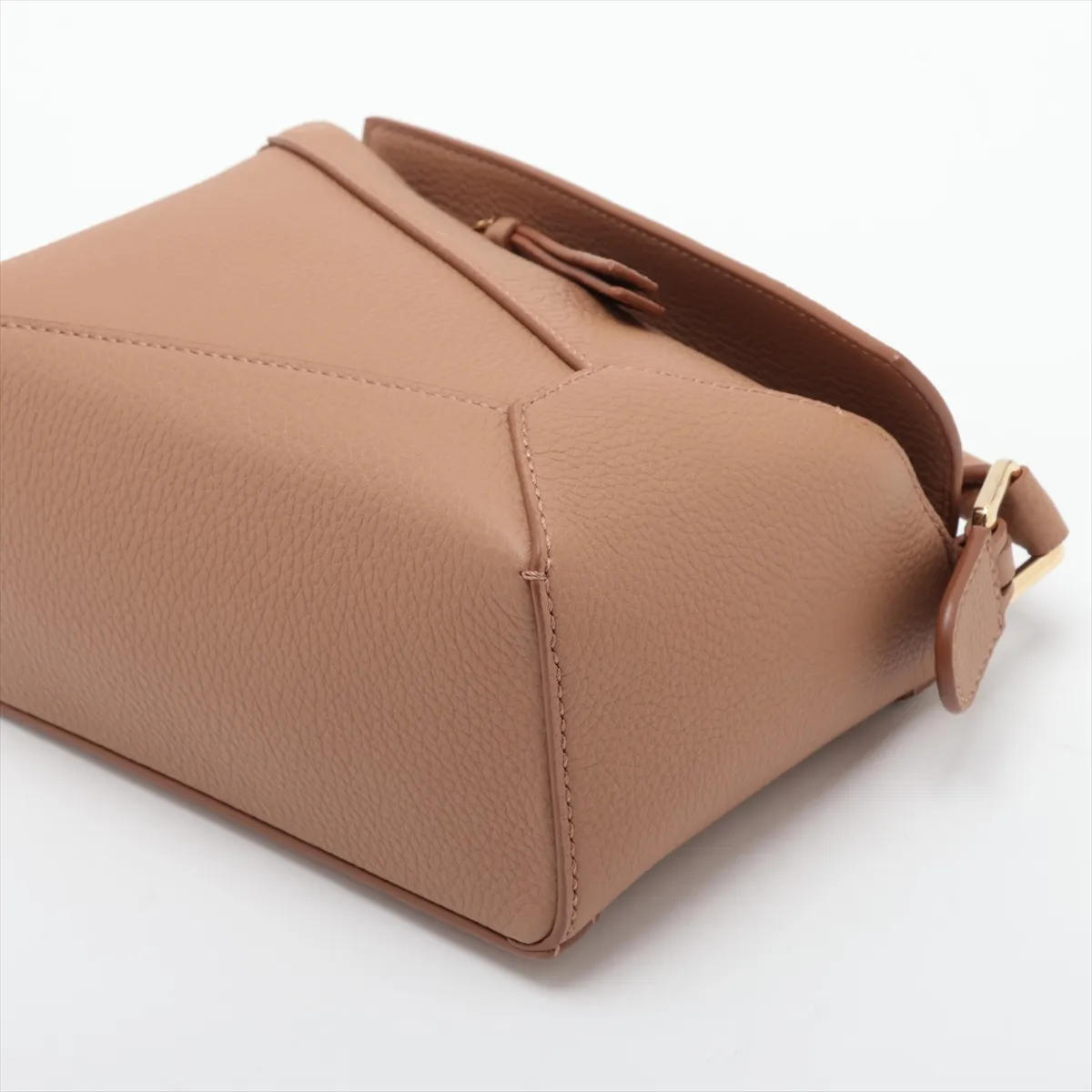 Puzzle Edge Mini Leather 2-Way Handbag, Brown — view 3
