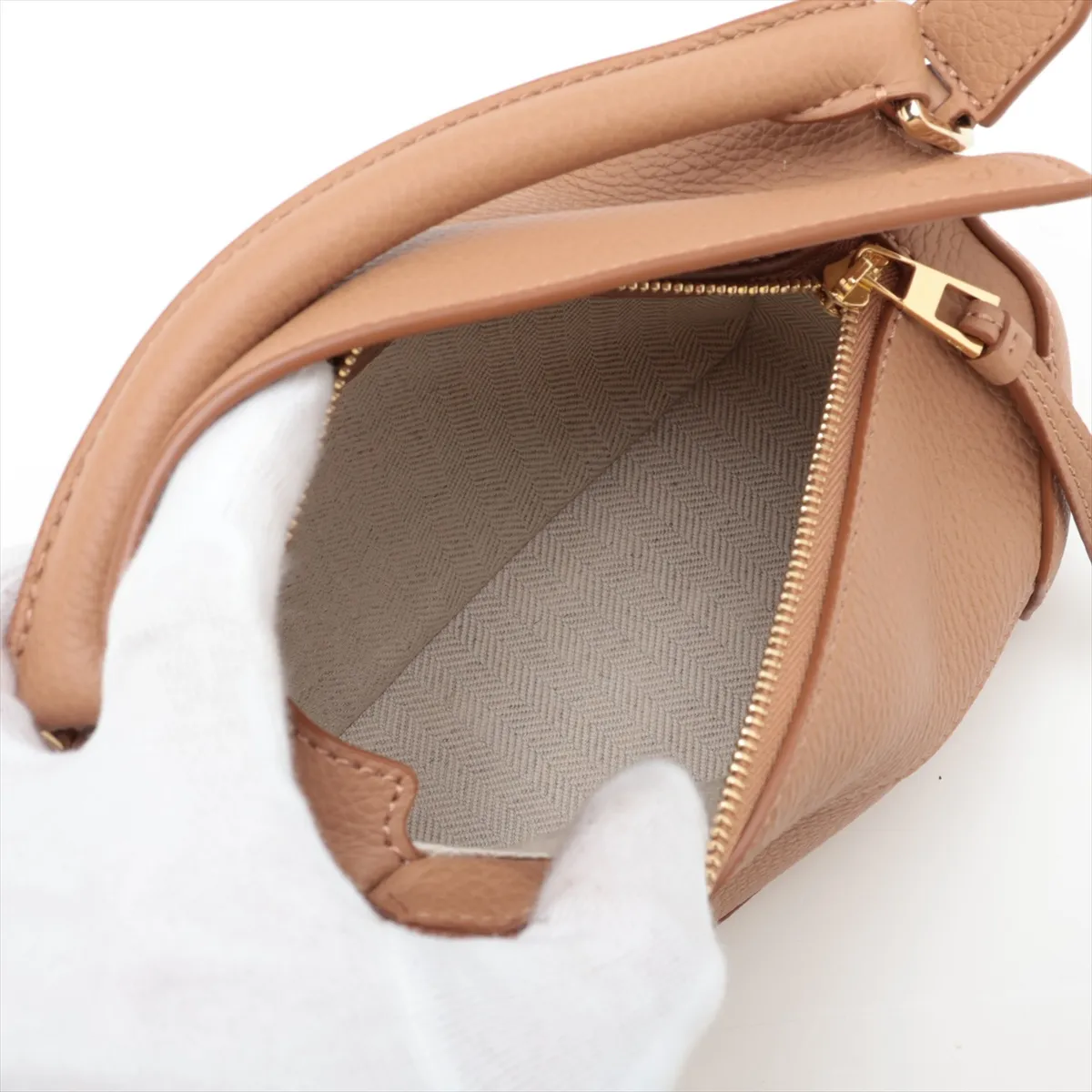Puzzle Edge Mini Leather 2-Way Handbag, Brown — view 8