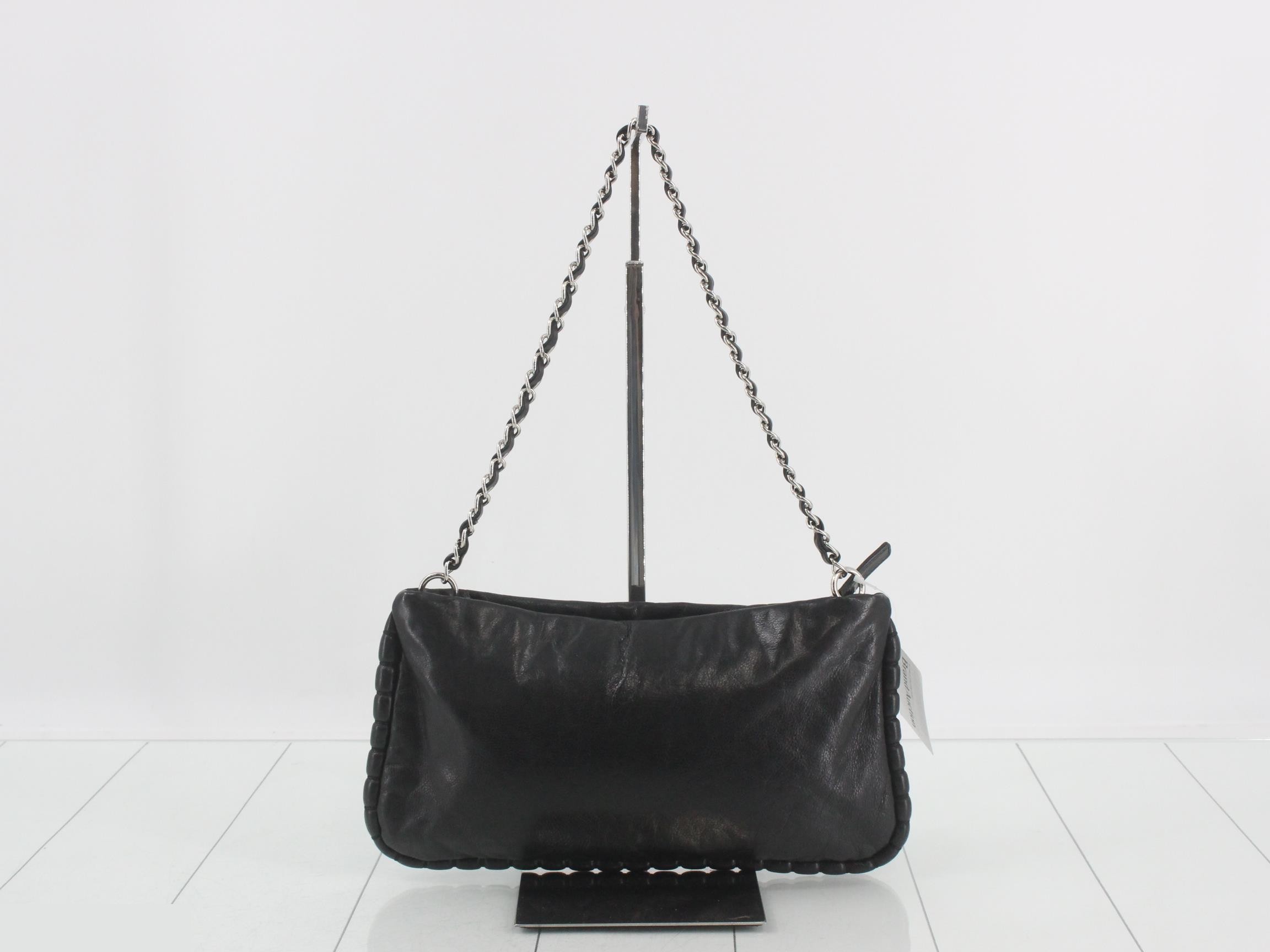 On the Band Leather Chain One-Shoulder Bag, Black — view 2