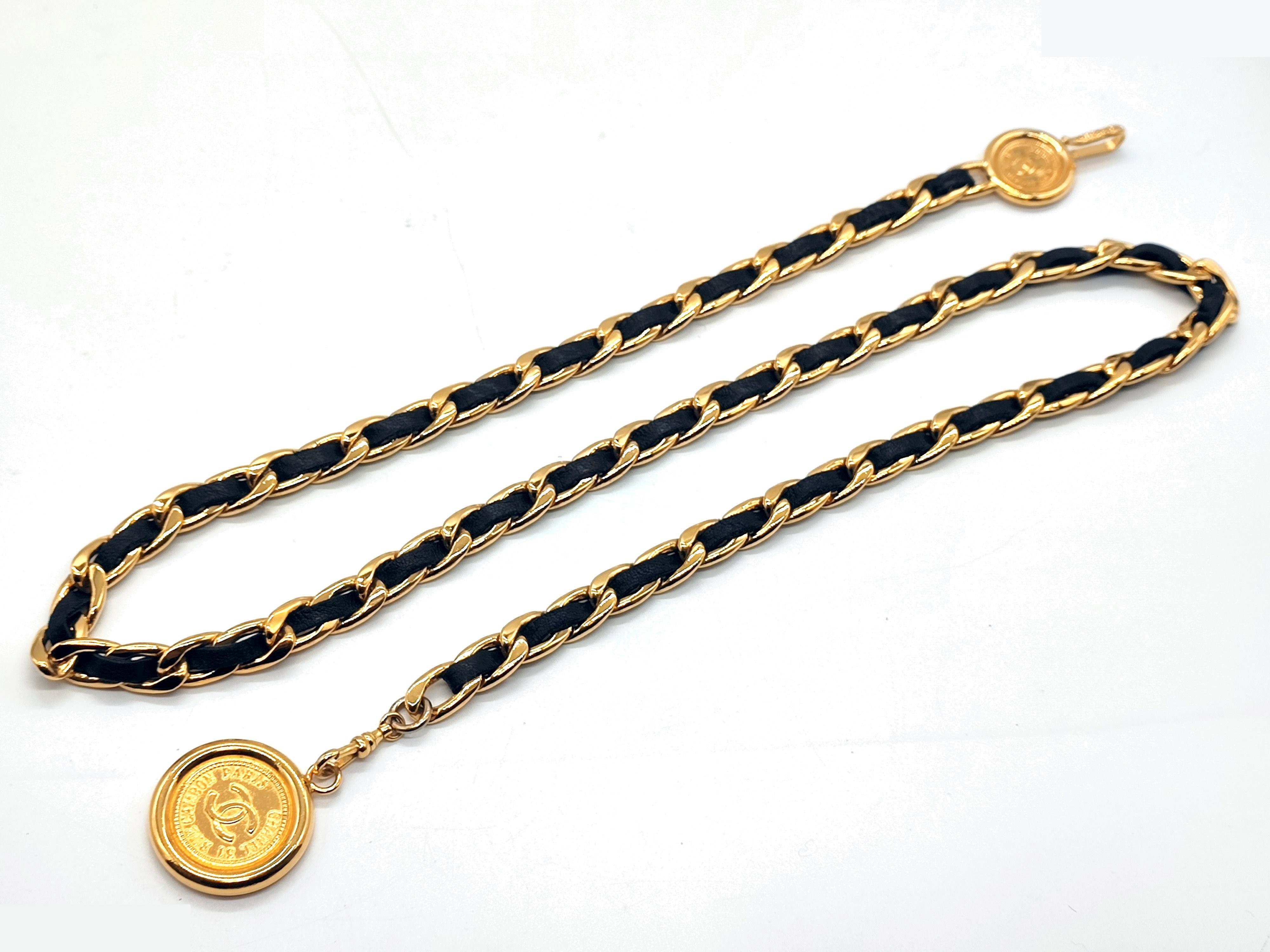 Coco Mark Leather Chain Belt, Chain approx. 85cm