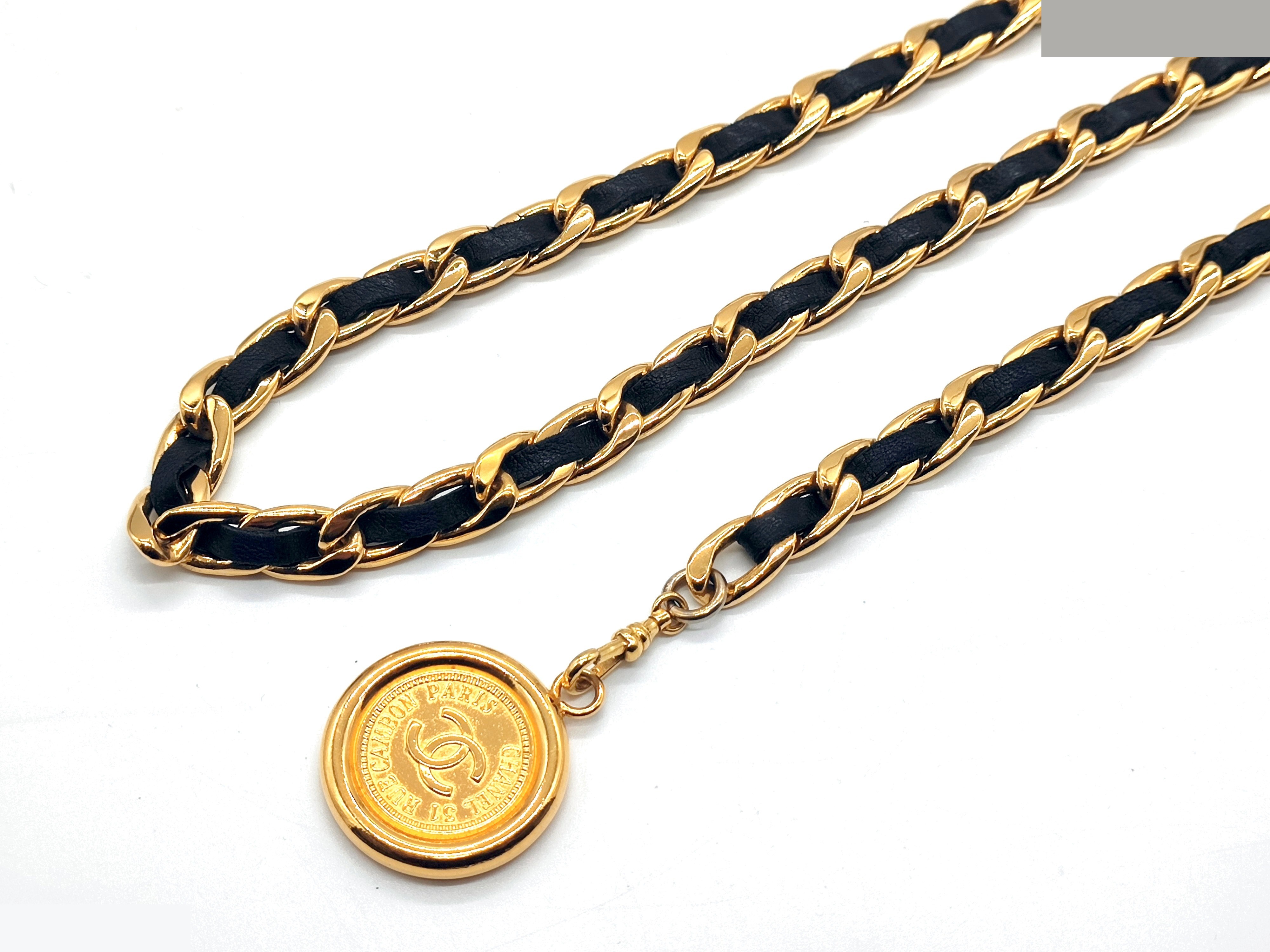 Coco Mark Leather Chain Belt, Chain approx. 85cm — view 4
