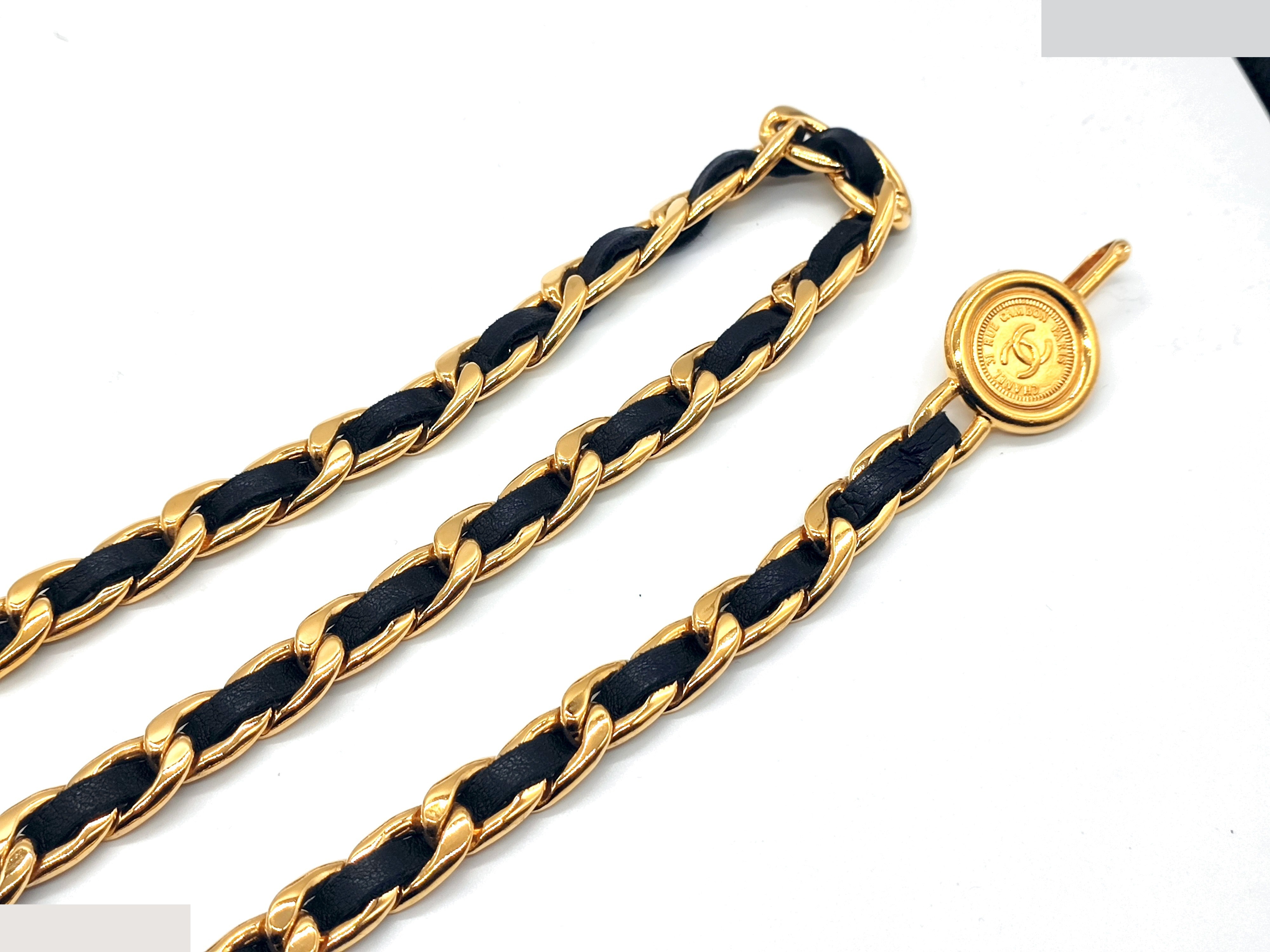 Coco Mark Leather Chain Belt, Chain approx. 85cm — view 8
