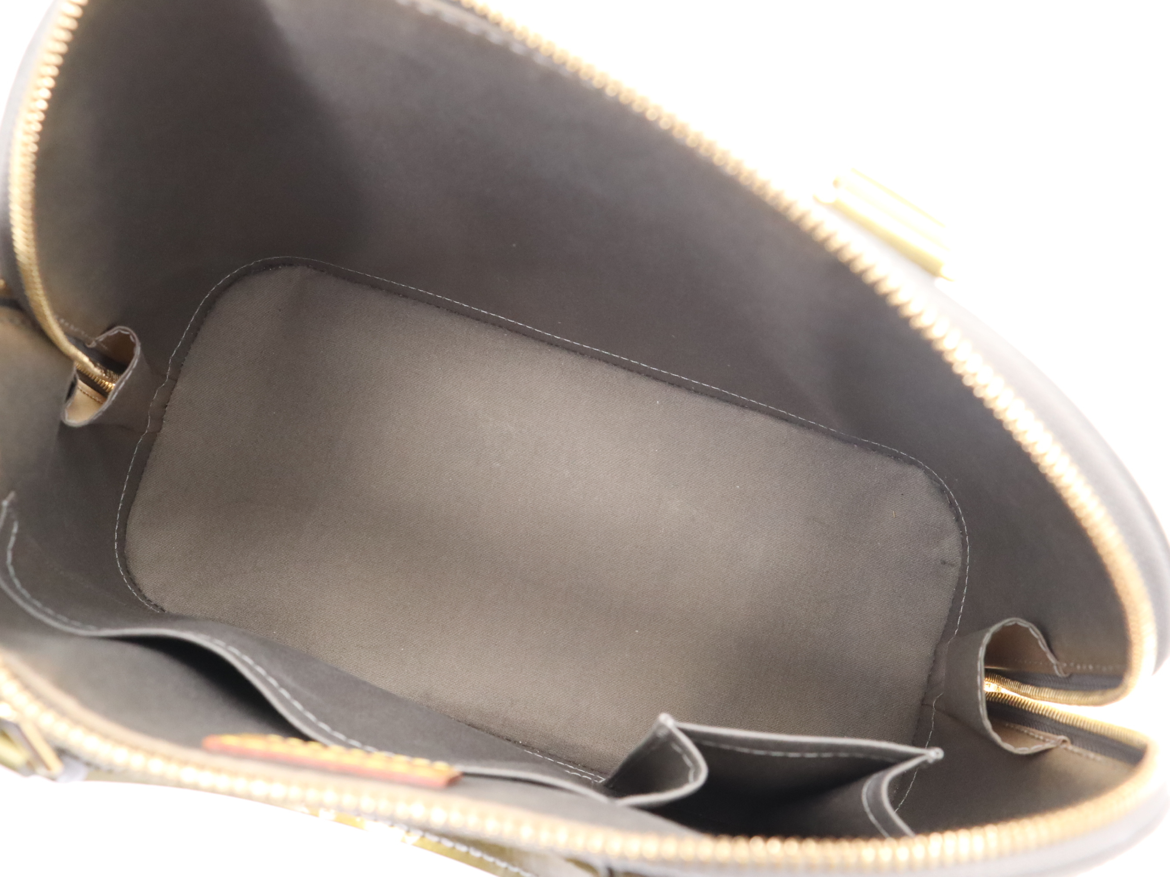 M91613 Monogram Vernis Alma PM Gris Art Deco Handbag with Padlock, 2 Keys, and Clochette — view 11