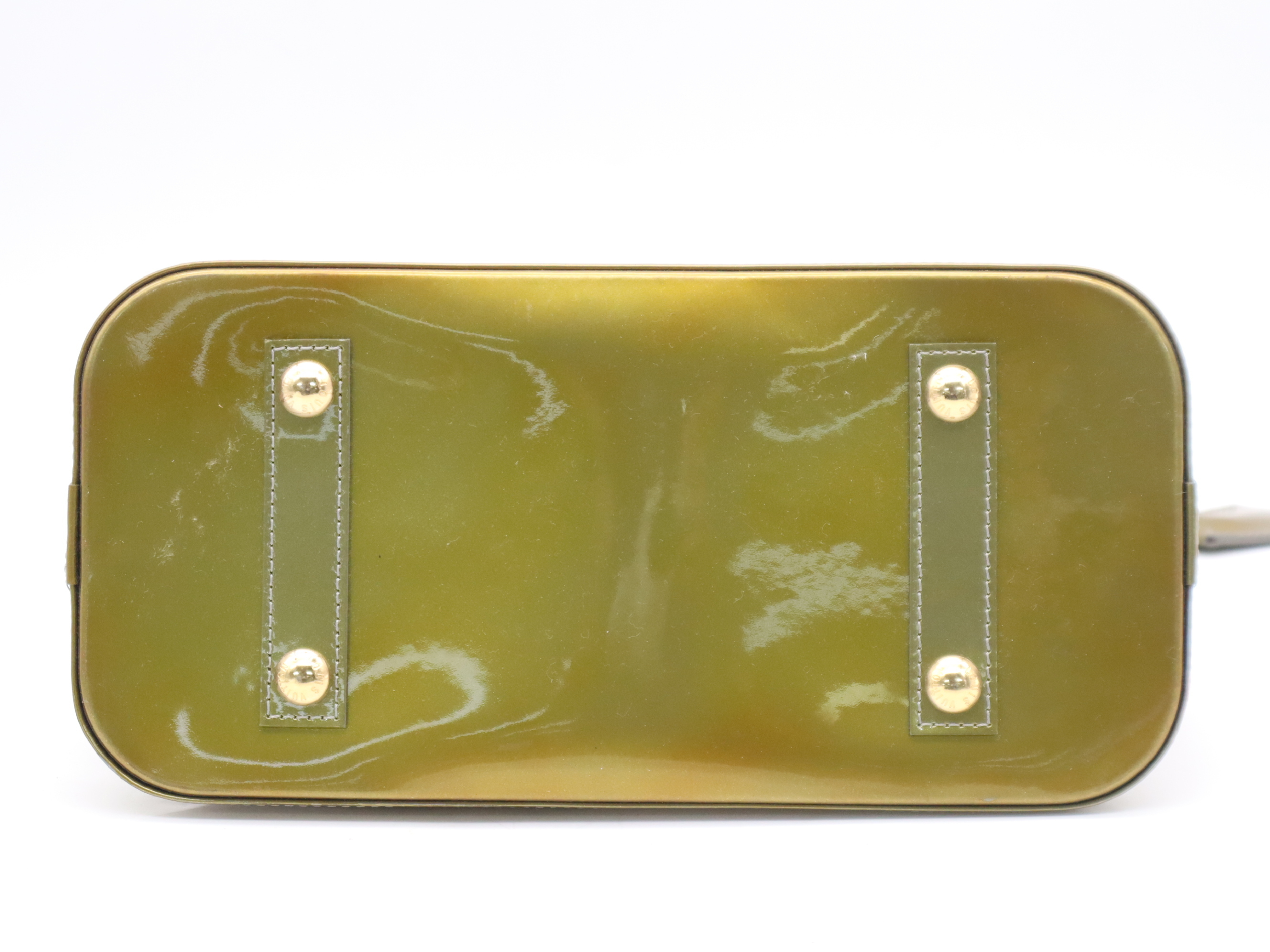M91613 Monogram Vernis Alma PM Gris Art Deco Handbag with Padlock, 2 Keys, and Clochette — view 4