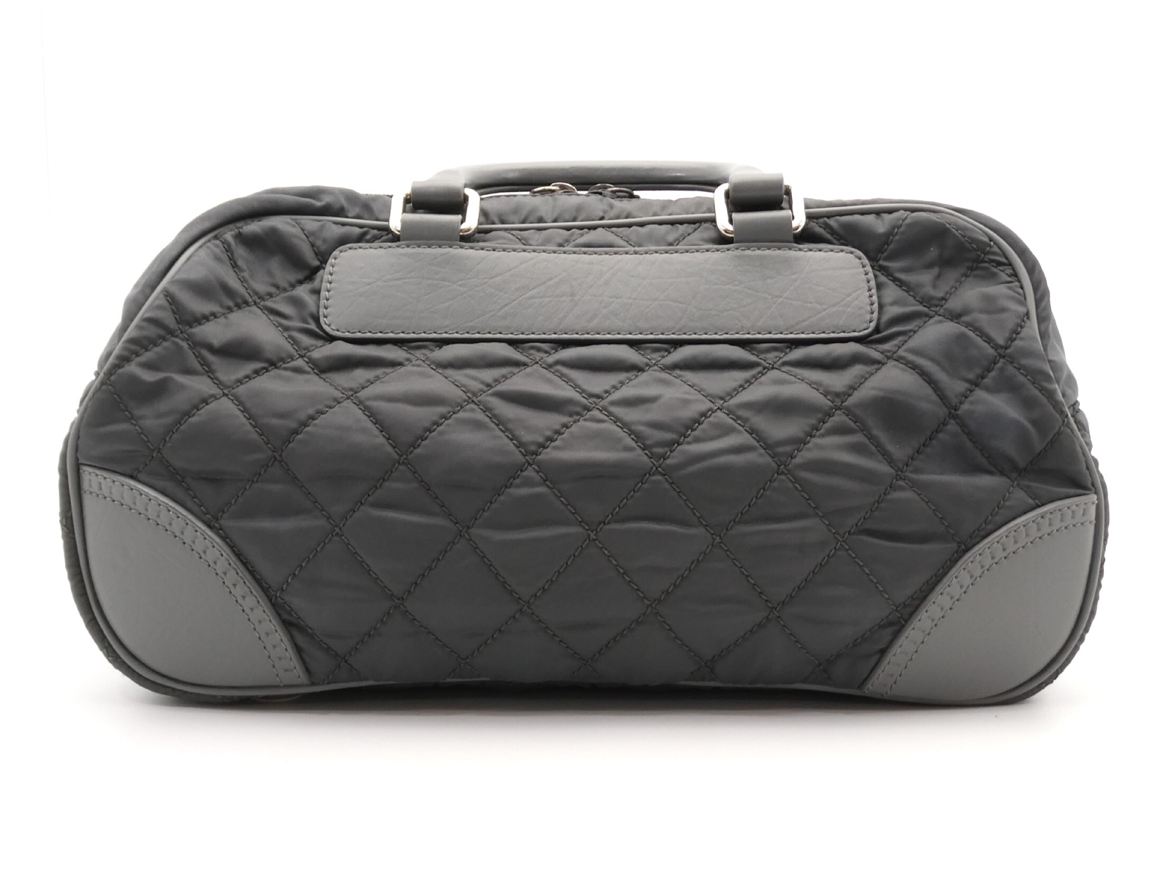 Matelassé Nylon Leather Grey Boston Bag — view 2