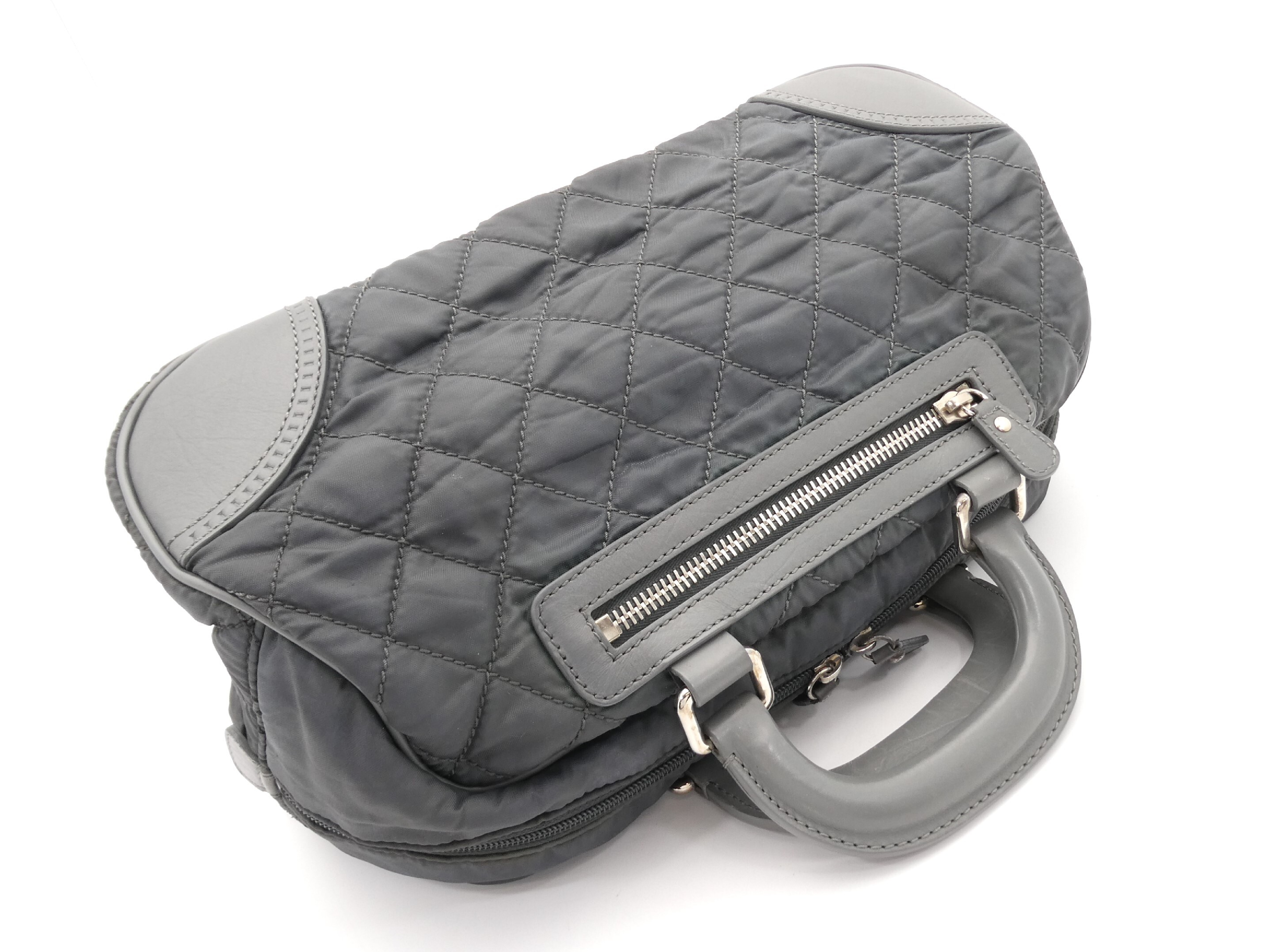 Matelassé Nylon Leather Grey Boston Bag — view 6