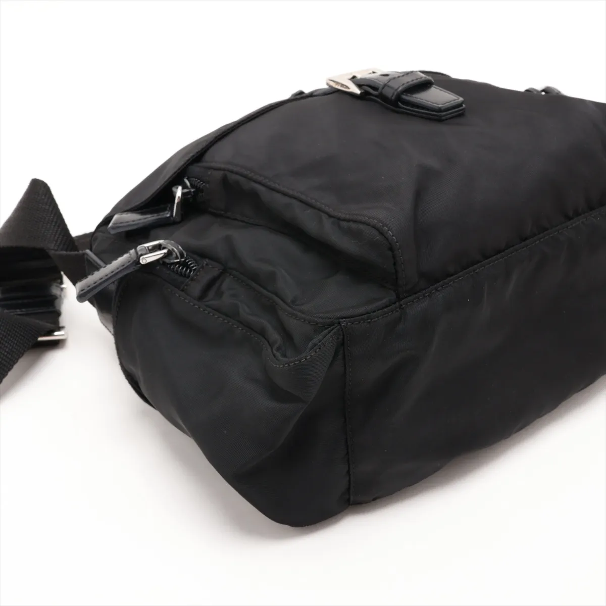 Tessuto Nylon x Leather Shoulder Bag, Black — view 4
