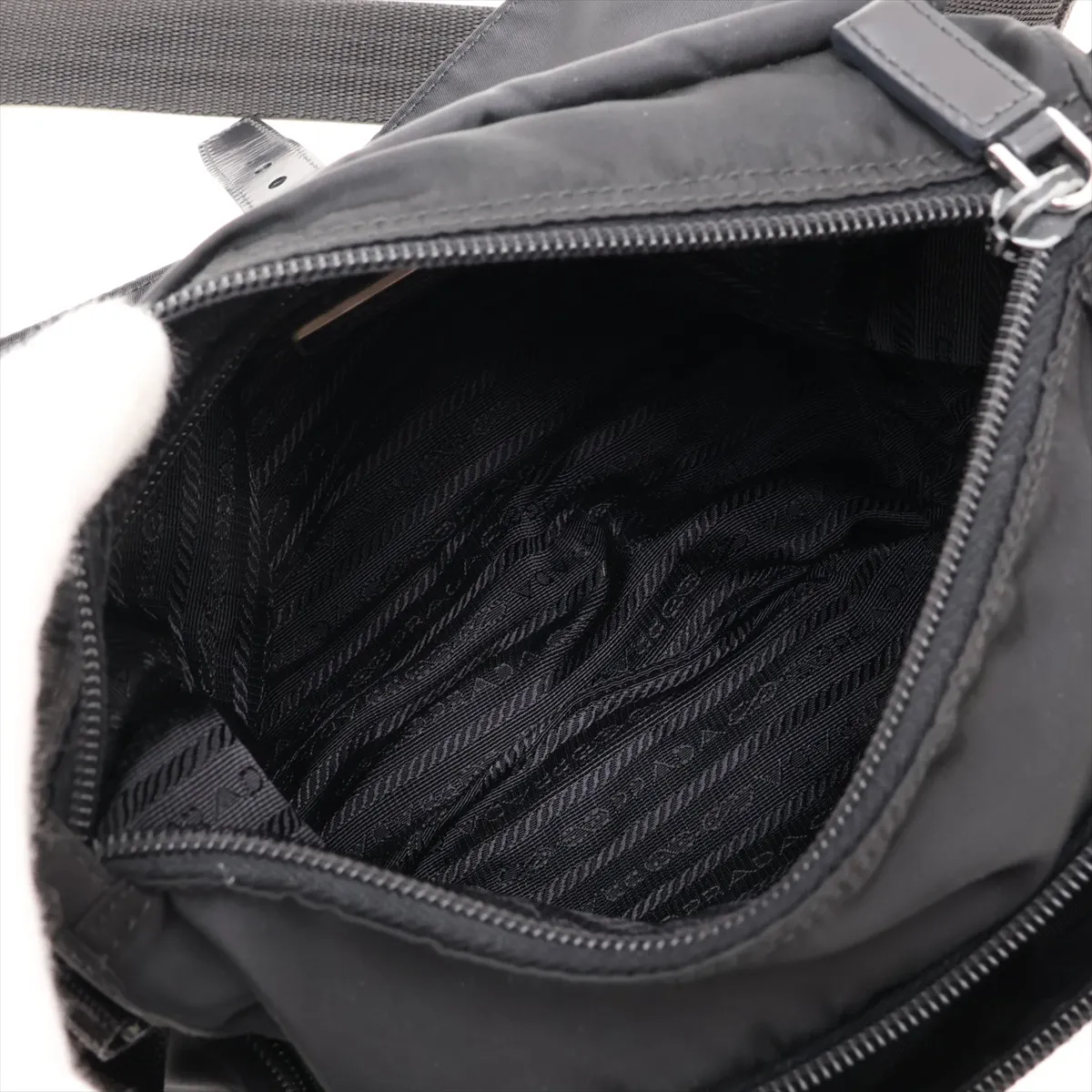 Tessuto Nylon x Leather Shoulder Bag, Black — view 6