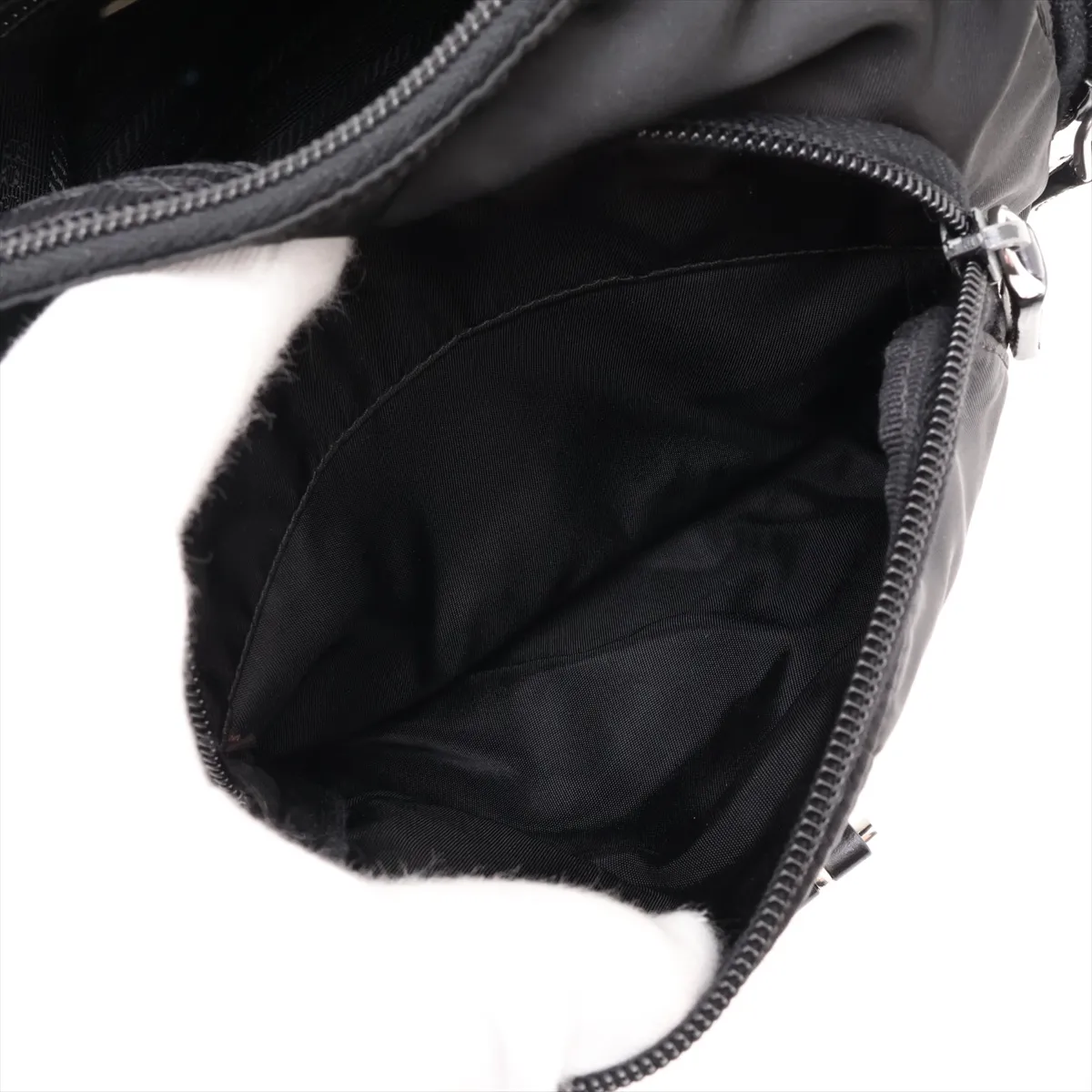 Tessuto Nylon x Leather Shoulder Bag, Black — view 7