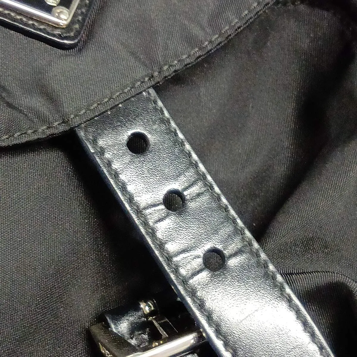 Tessuto Nylon x Leather Shoulder Bag, Black — view 9