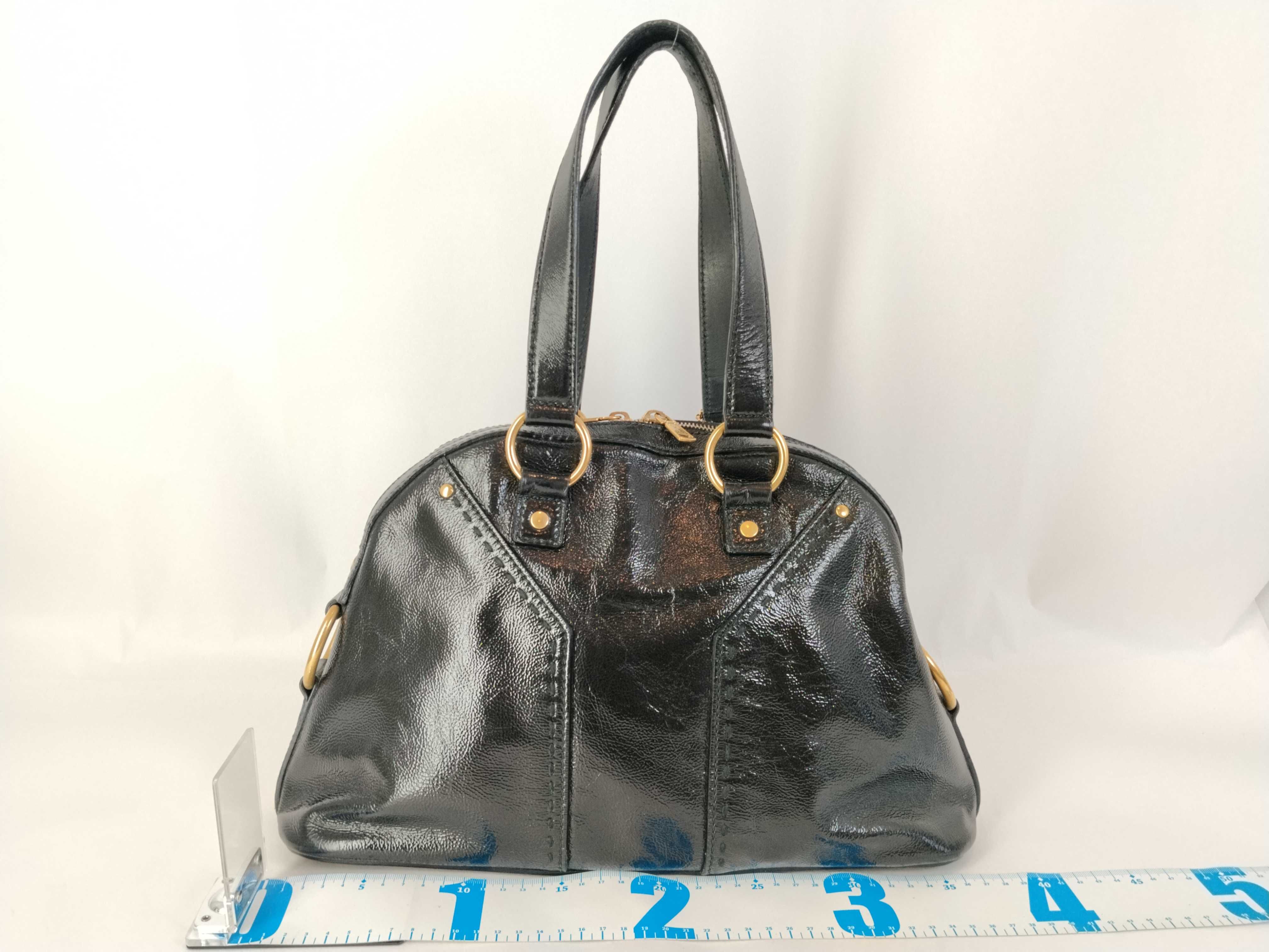 handbag, Yves Saint Laurent Muse handbag, leather, black handbag — view 2