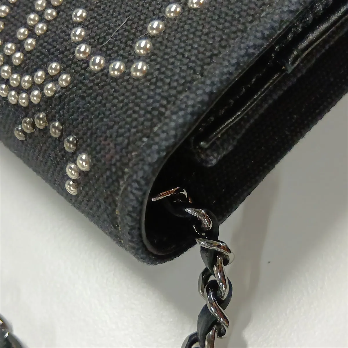 Coco Mark Canvas x Leather Chain Wallet, Studs, Black, Silver Hardware, 27411055, Serial Number in the 27s, Dust Bag Deteriorated — view 13