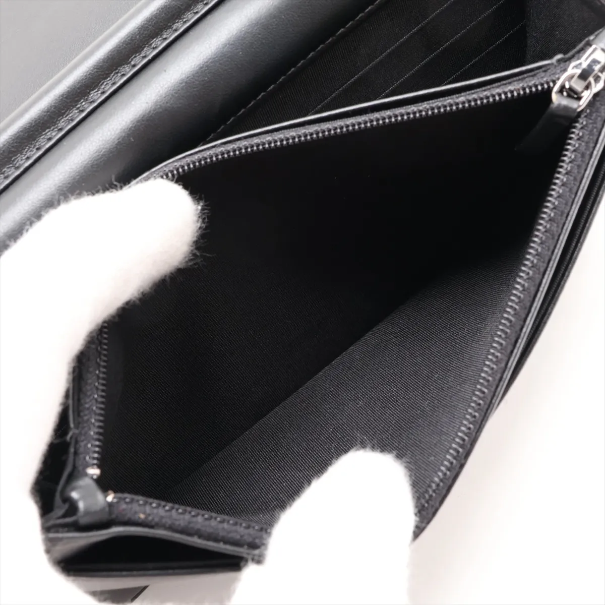 Coco Mark Canvas x Leather Chain Wallet, Studs, Black, Silver Hardware, 27411055, Serial Number in the 27s, Dust Bag Deteriorated — view 7