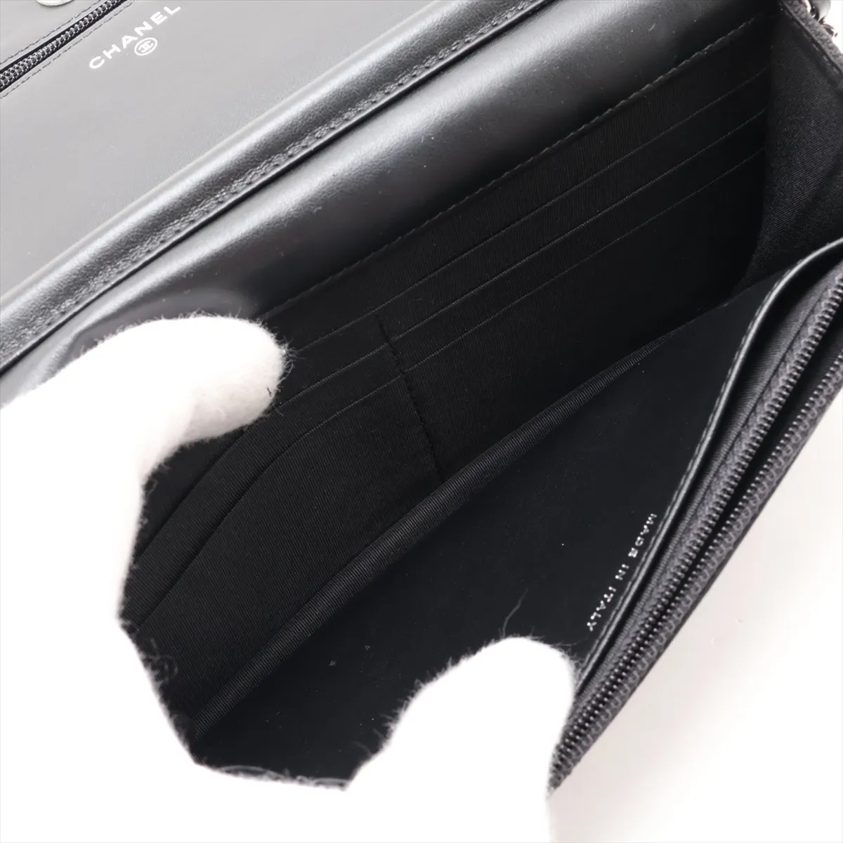 Coco Mark Canvas x Leather Chain Wallet, Studs, Black, Silver Hardware, 27411055, Serial Number in the 27s, Dust Bag Deteriorated — view 8