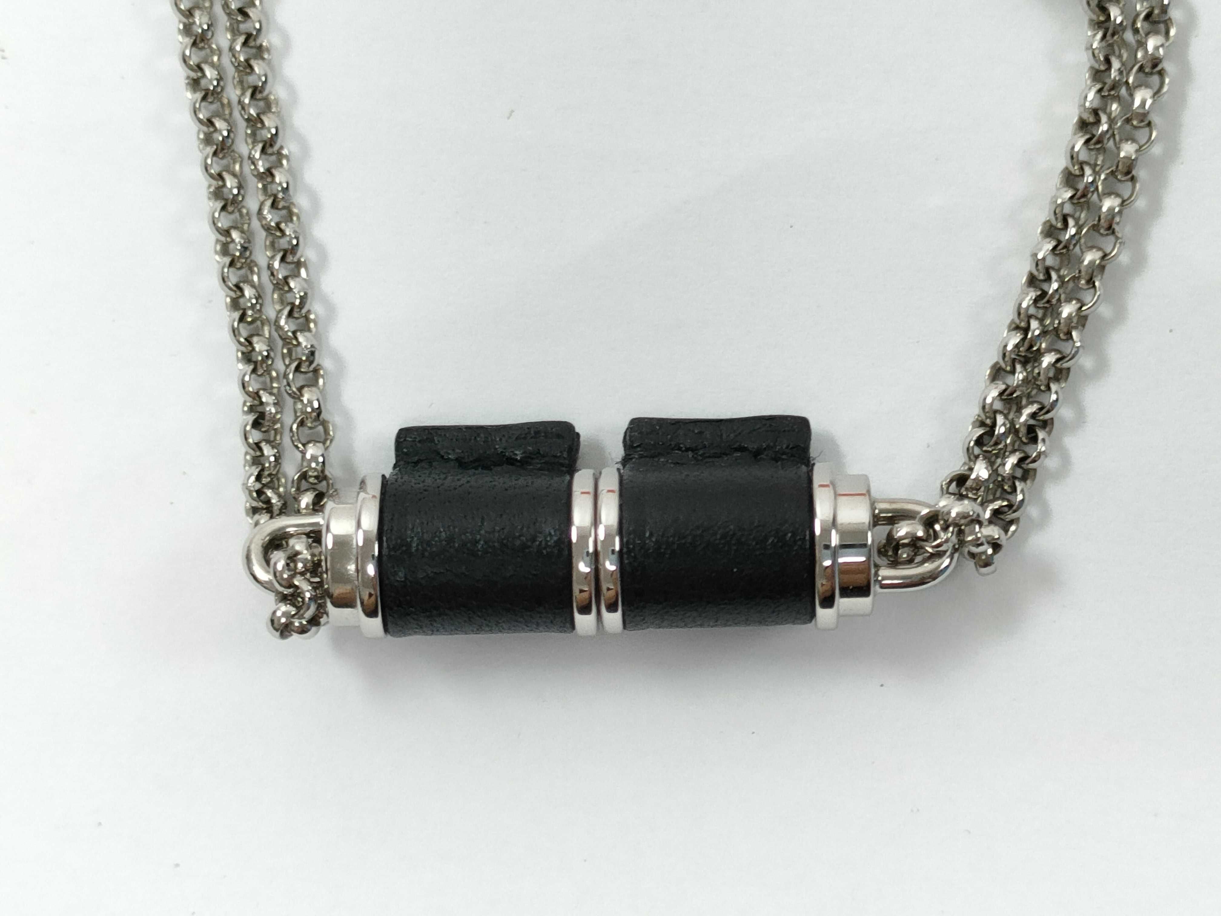 Charniere PM Necklace, Black with Silver Hardware, Unused, Hermes Necklace — view 2