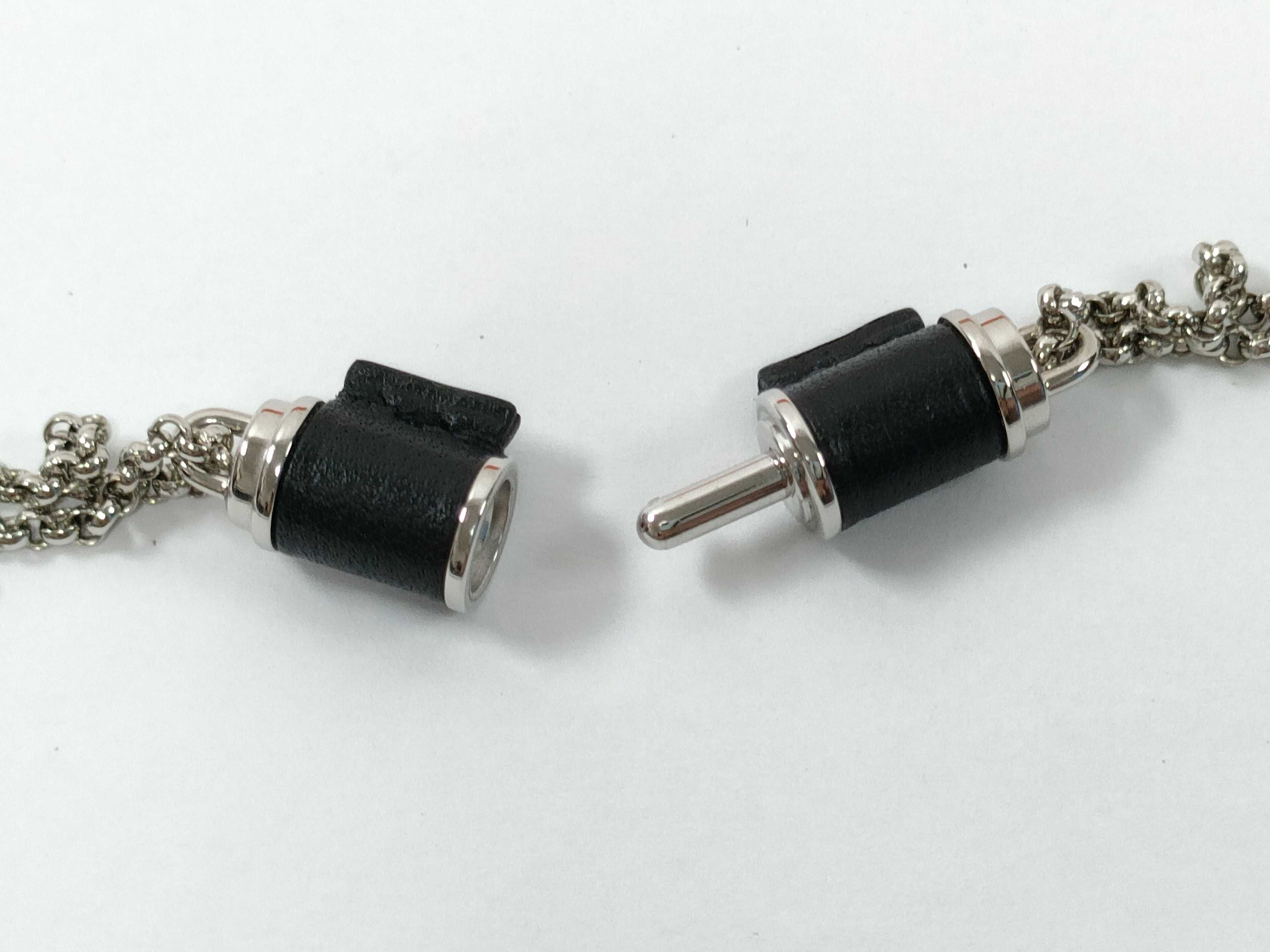 Charniere PM Necklace, Black with Silver Hardware, Unused, Hermes Necklace — view 6