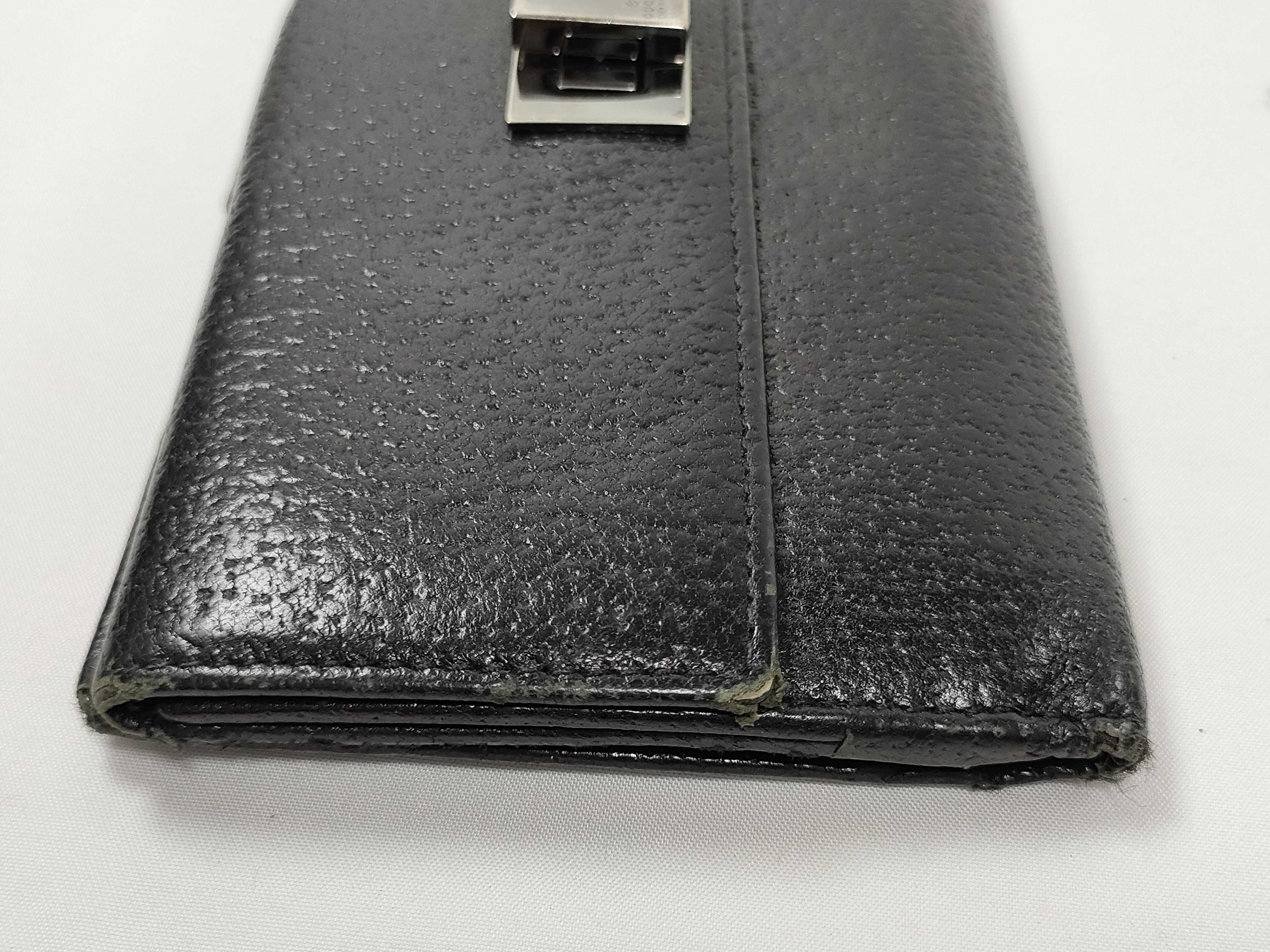 wallet, Gucci long wallet, turnlock closure, leather, black wallet — view 5