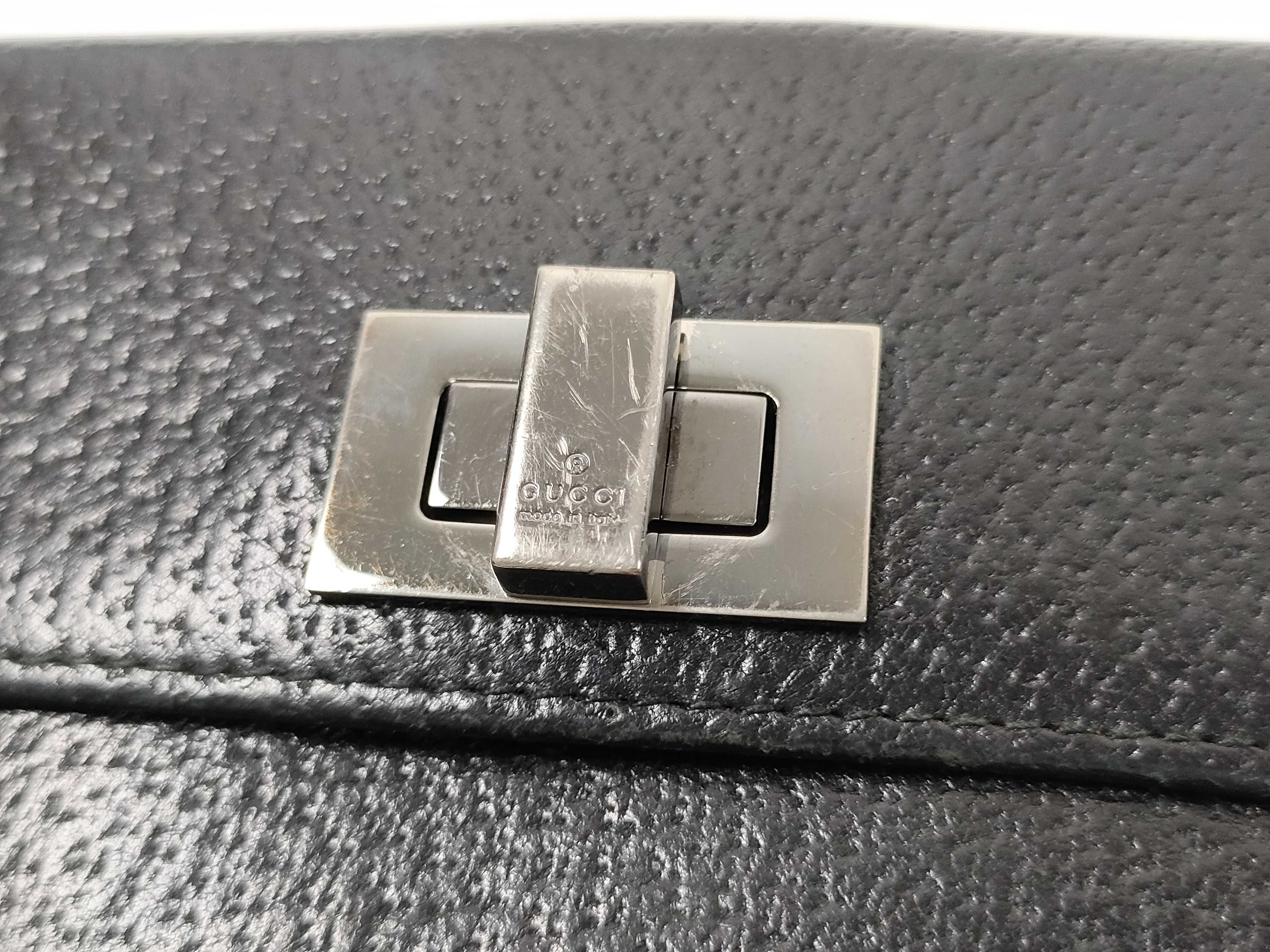 wallet, Gucci long wallet, turnlock closure, leather, black wallet — view 7