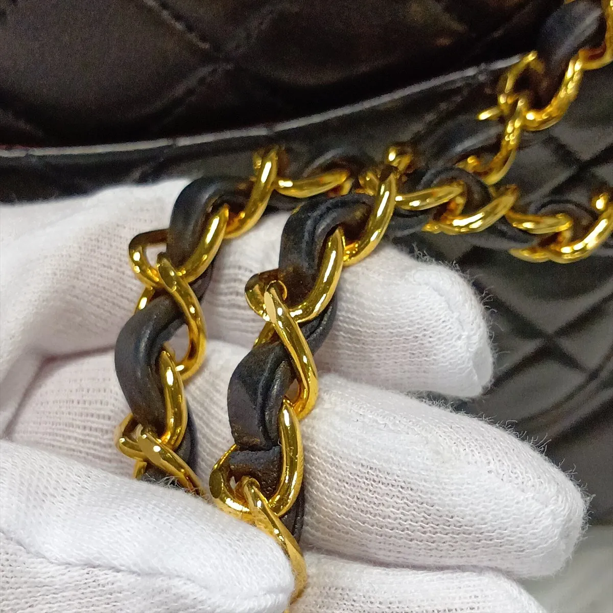 [Individually packaged] Chanel Matelassé 25 Lambskin Double Flap Double Chain Bag, Black with Gold Hardware, 4156850, Series 4, A01112 — view 12