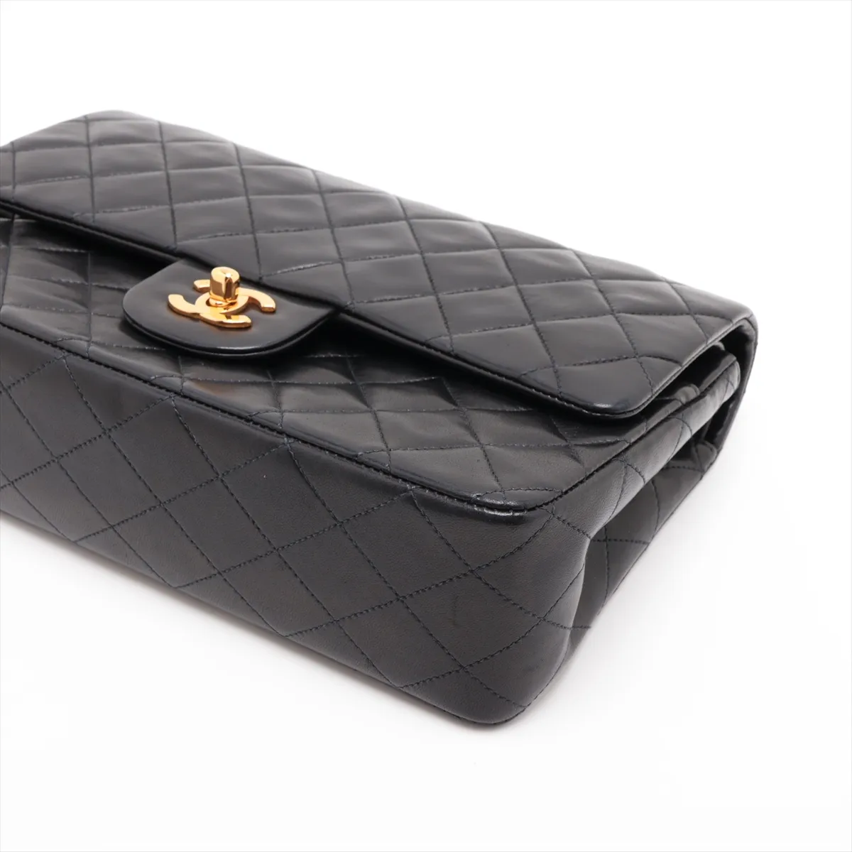[Individually packaged] Chanel Matelassé 25 Lambskin Double Flap Double Chain Bag, Black with Gold Hardware, 4156850, Series 4, A01112 — view 3
