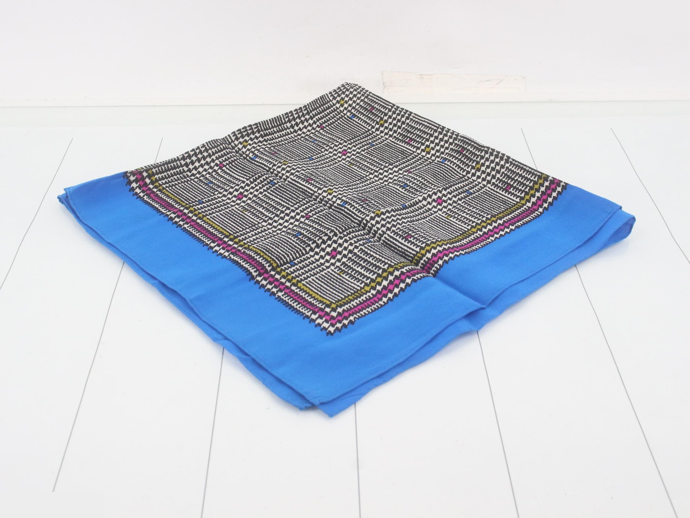 silk scarf, houndstooth pattern, blue — view 2
