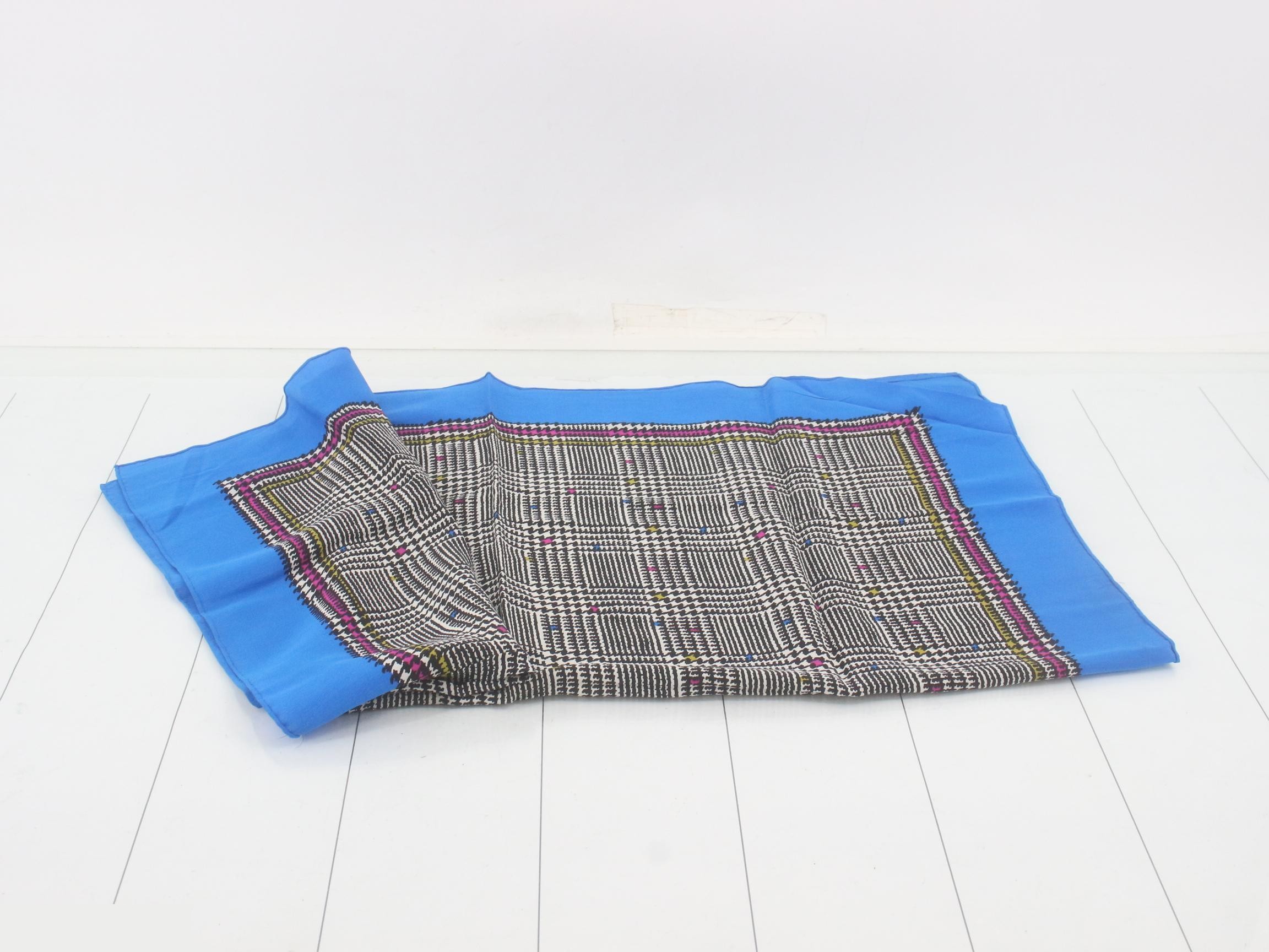 silk scarf, houndstooth pattern, blue — view 3