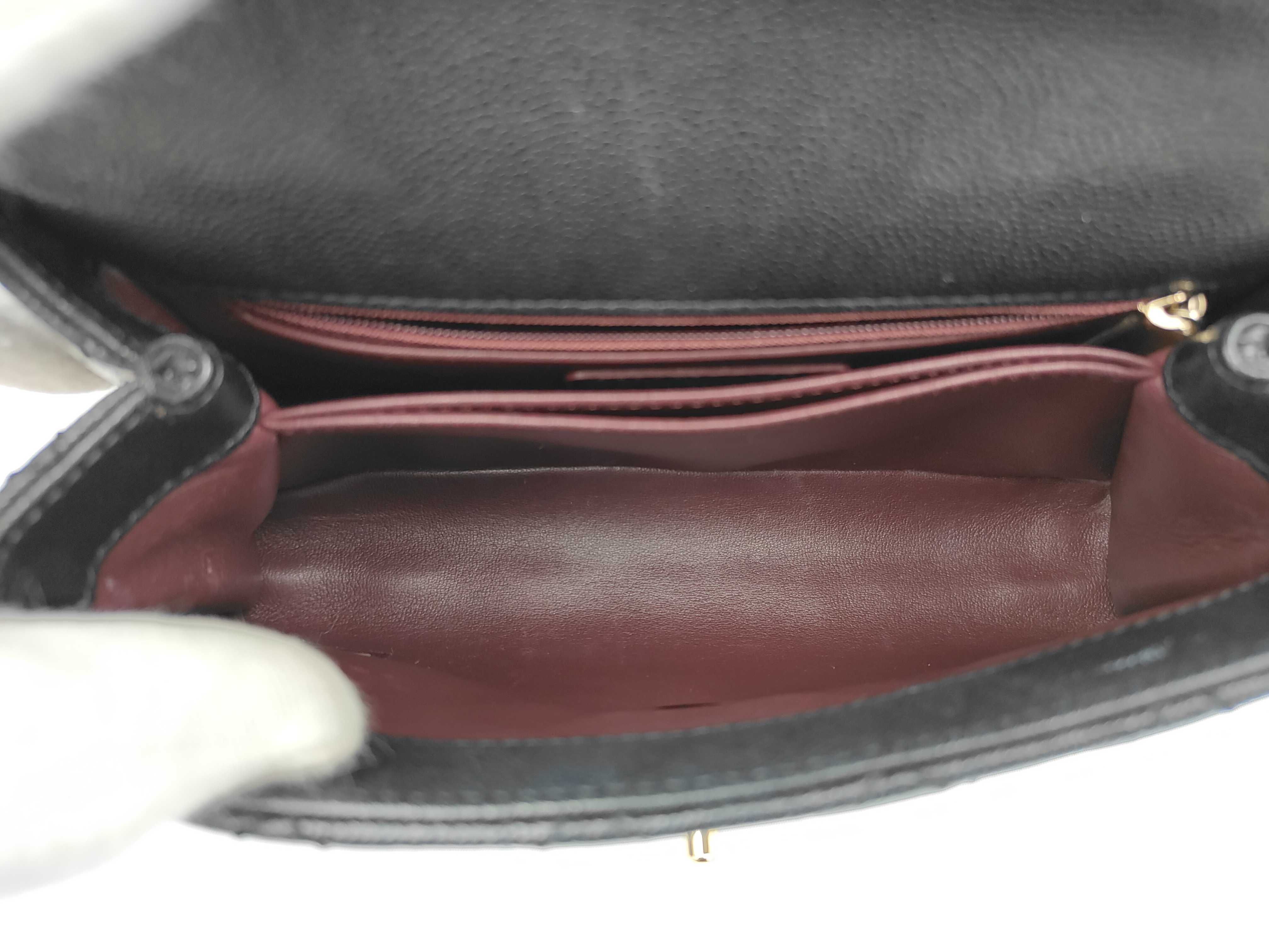 Caviar Skin Coco Handle 2-Way Bag with Strap, Black, Serial Number 31 Series Handbag — view 9
