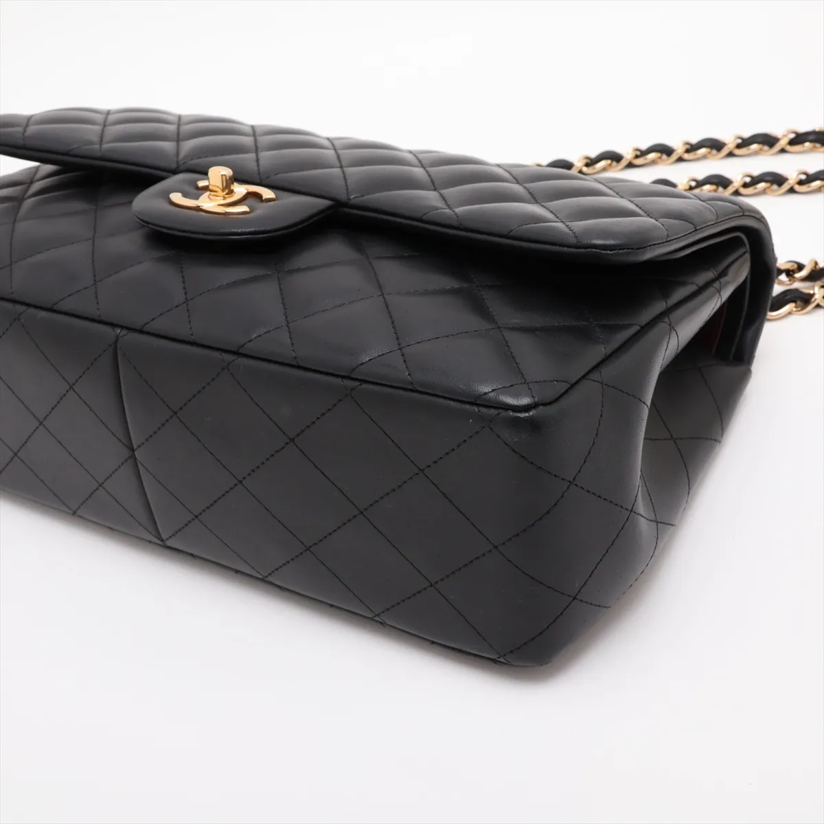 Large Matelassé 30 Lambskin Double Flap Double Chain Bag, Black with Gold Hardware, Serial Number 19-series, A58600 — view 3