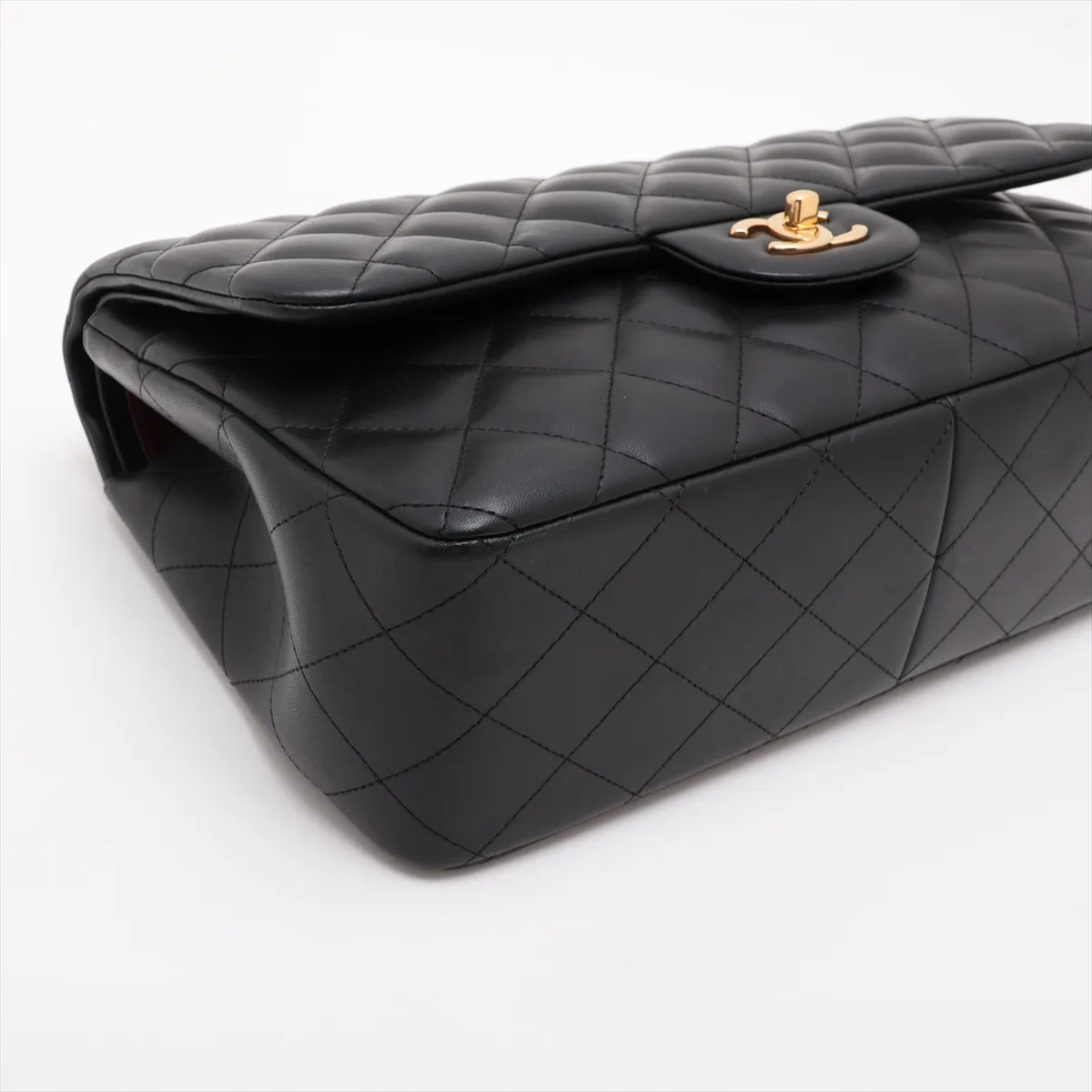 Large Matelassé 30 Lambskin Double Flap Double Chain Bag, Black with Gold Hardware, Serial Number 19-series, A58600 — view 4