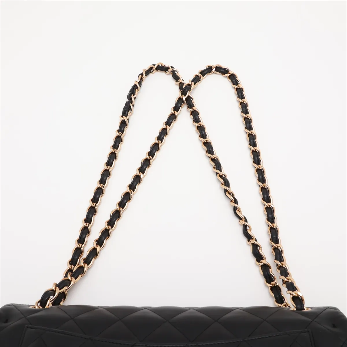 Large Matelassé 30 Lambskin Double Flap Double Chain Bag, Black with Gold Hardware, Serial Number 19-series, A58600 — view 6