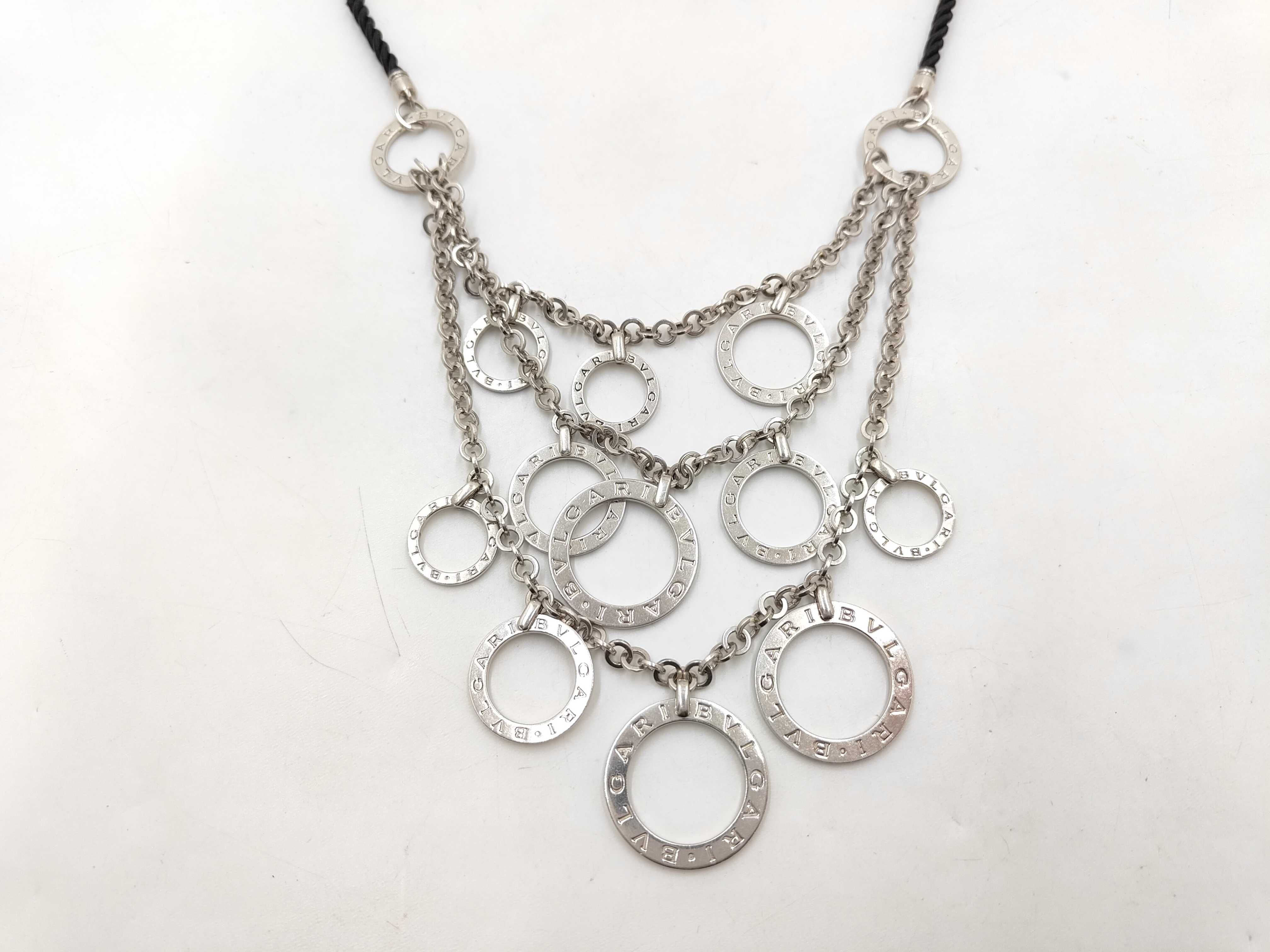 Bulgari Necklace 925 134.8g Black x Silver Bulgari Multi-Layered Necklace — view 3