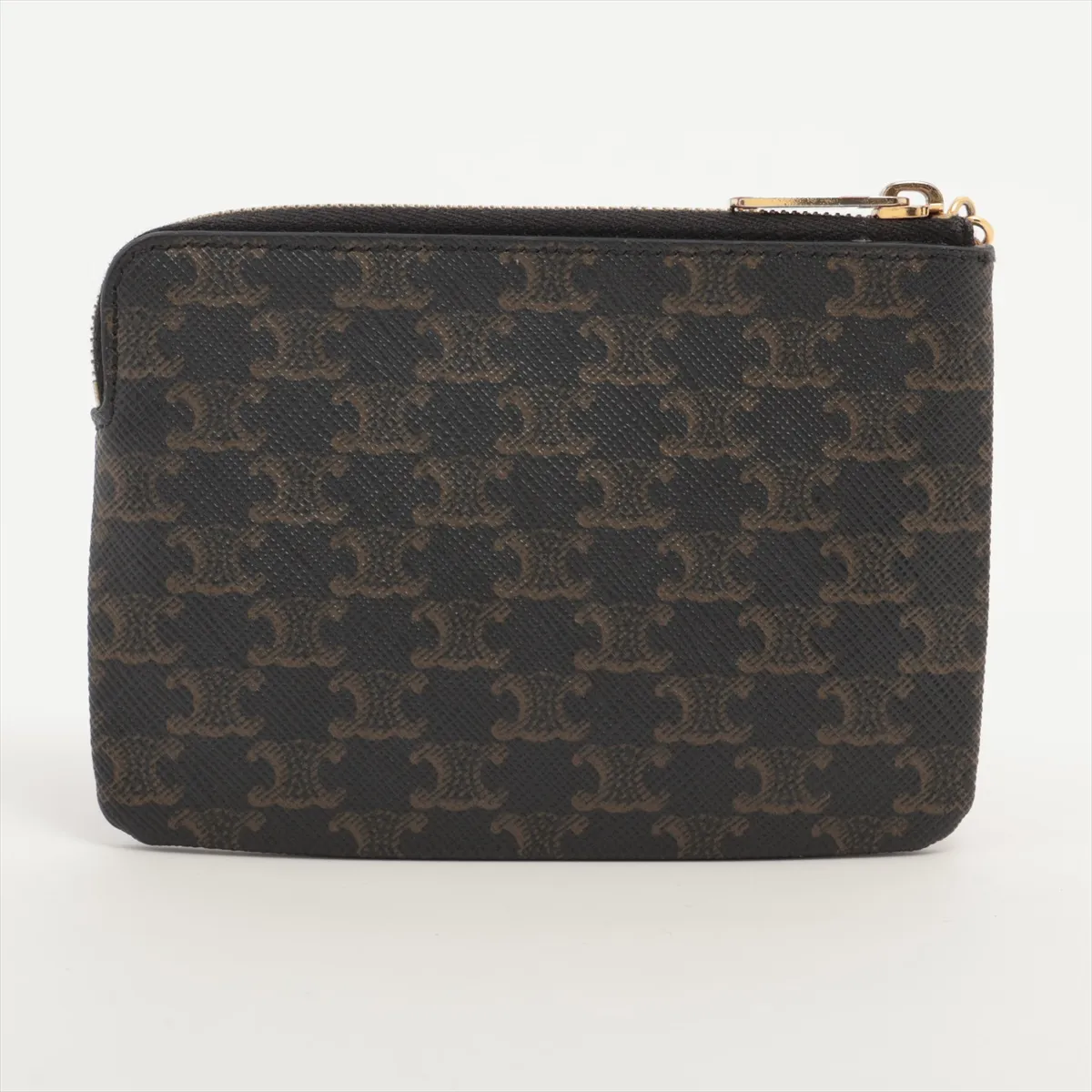 Triomphe PVC Coin Case, Black x Brown — view 2