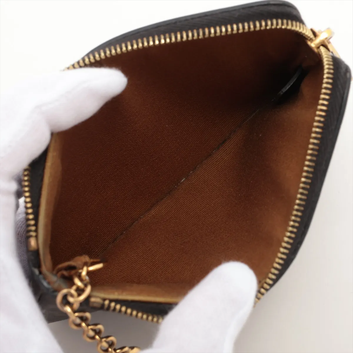 Triomphe PVC Coin Case, Black x Brown — view 3