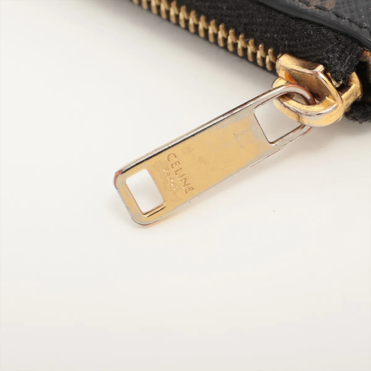 Triomphe PVC Coin Case, Black x Brown — view 4