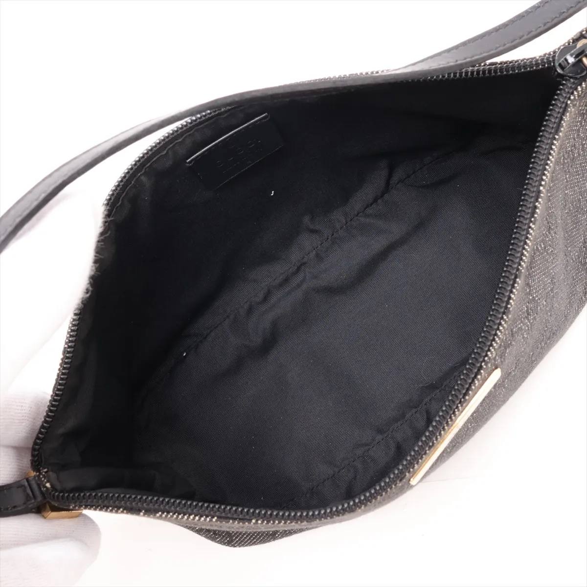GG Canvas x Leather Handbag Black 07198 — view 7