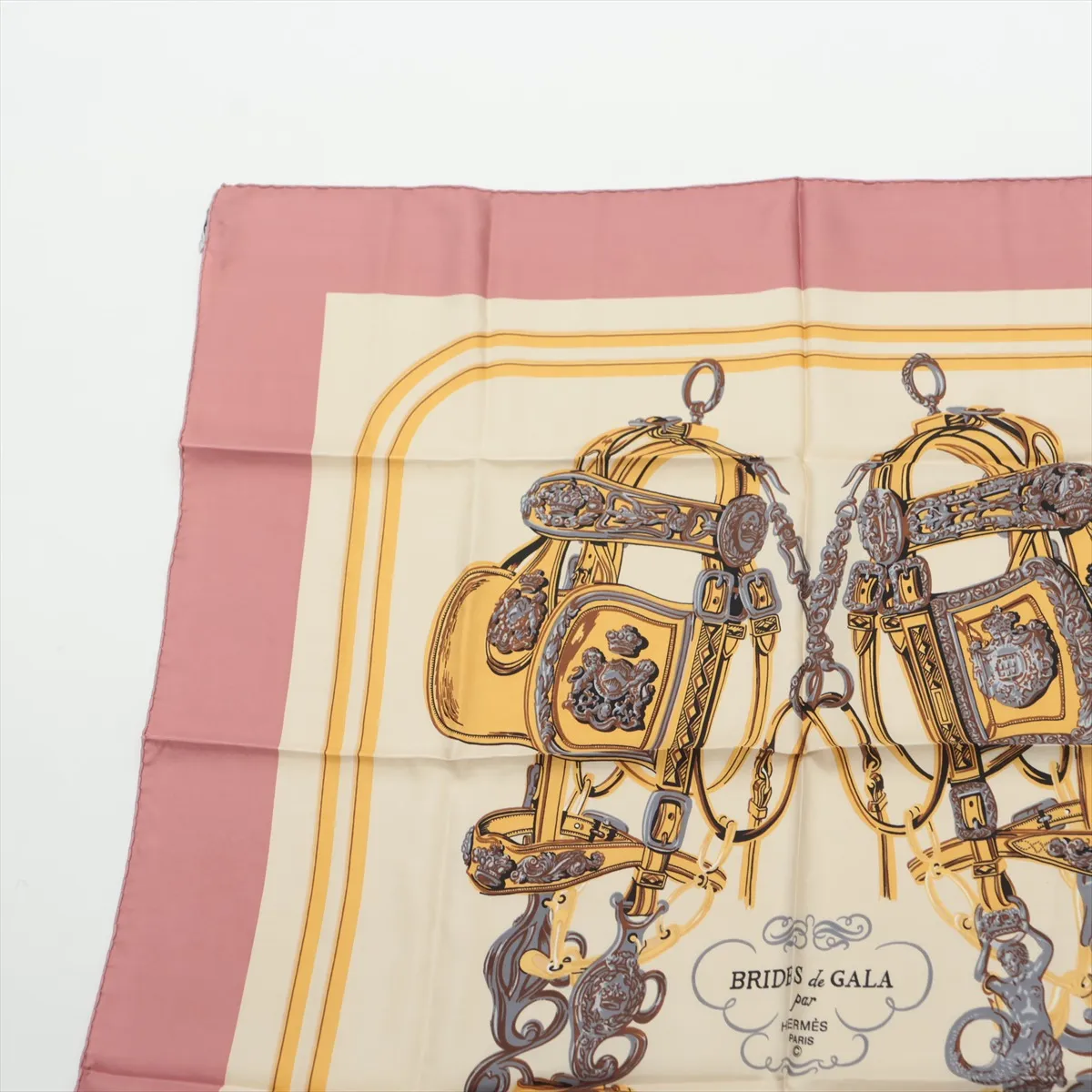 Carre 90 BRIDES de GARA scarf, silk, pink. Shows signs of wear, — view 2