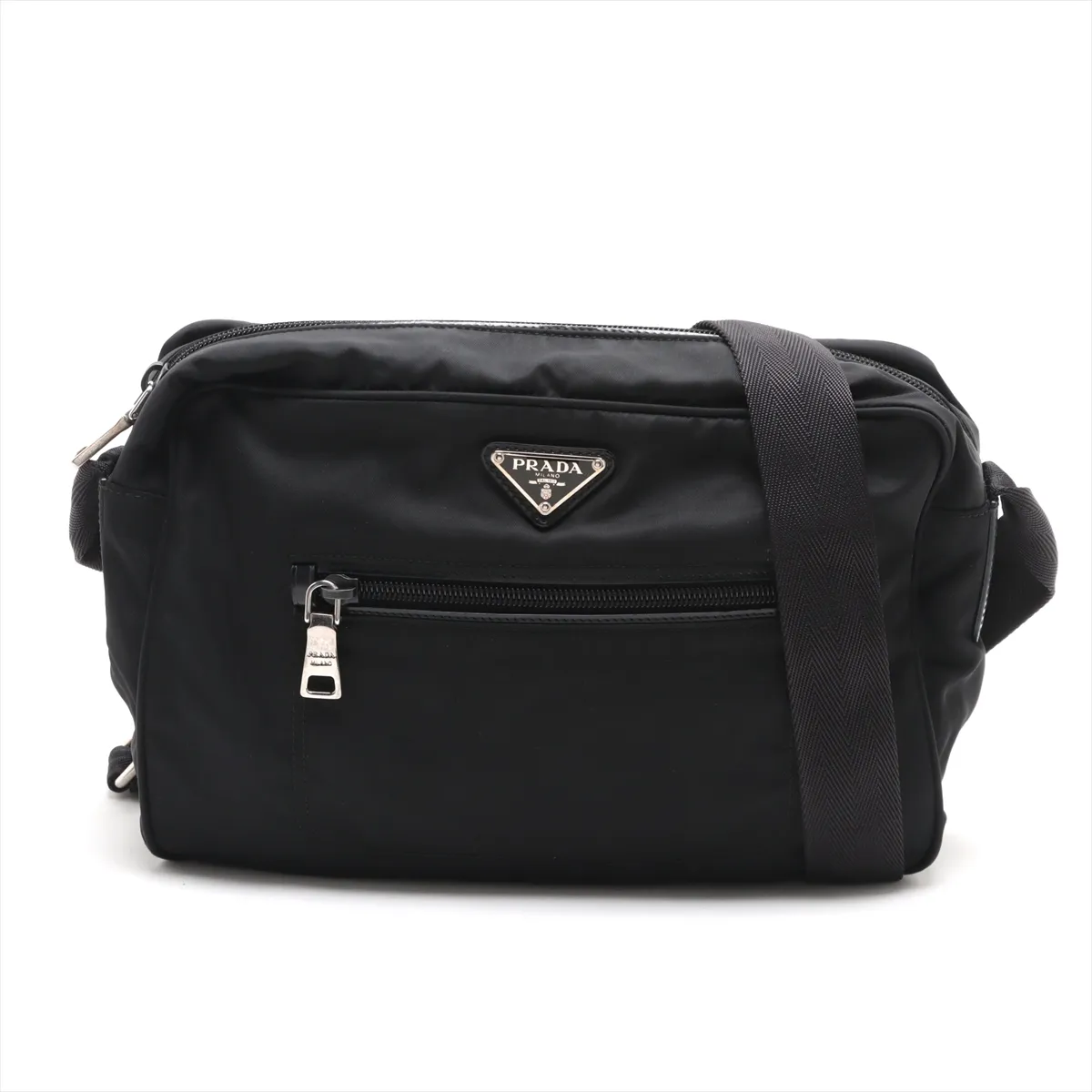 Tessuto Nylon x Leather Shoulder Bag Black BT0717