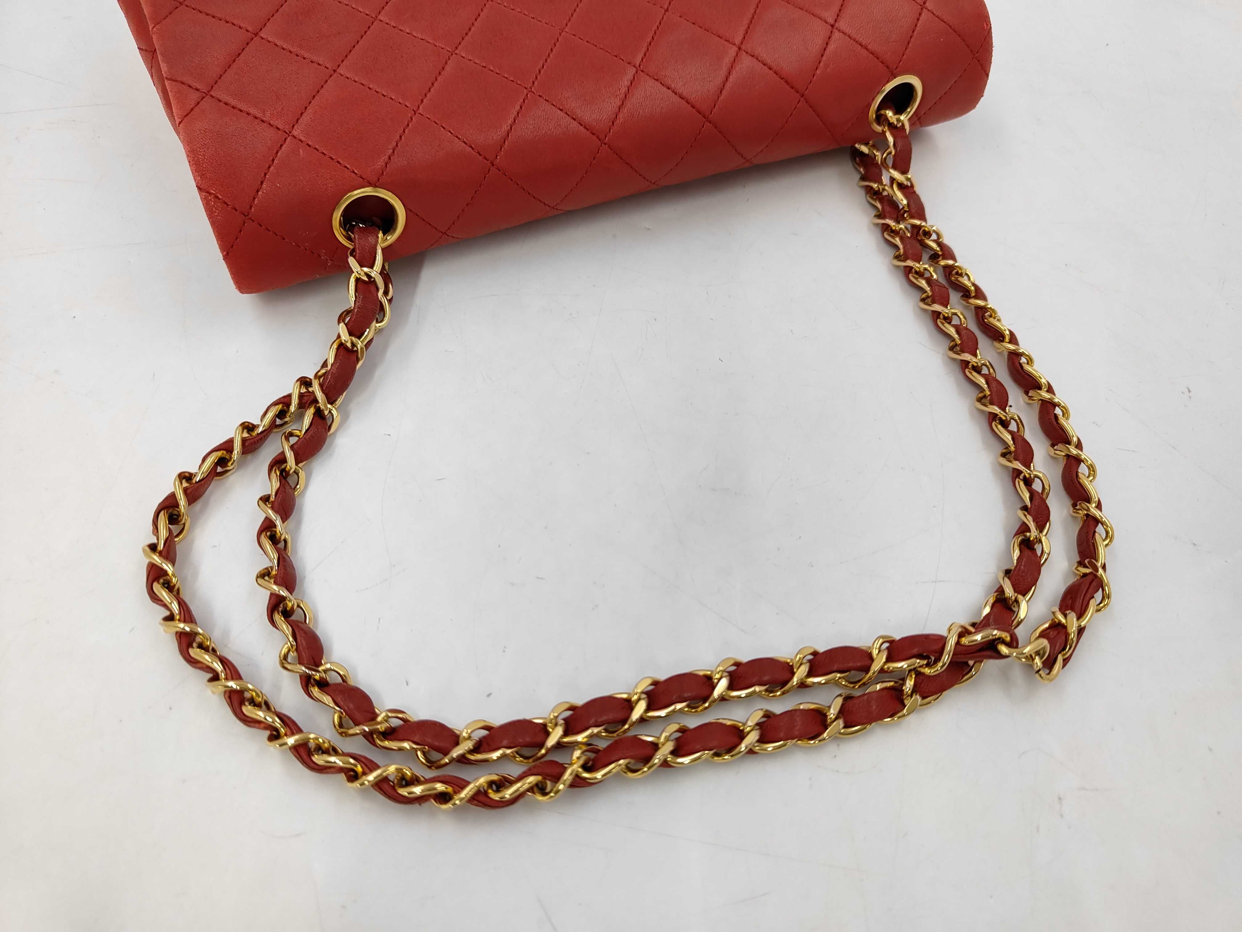 Matelassé 25 Double Flap Double Chain Shoulder Bag, Lambskin, Red, Gold Hardware, with Original Seal, Serial Number 1 — view 3