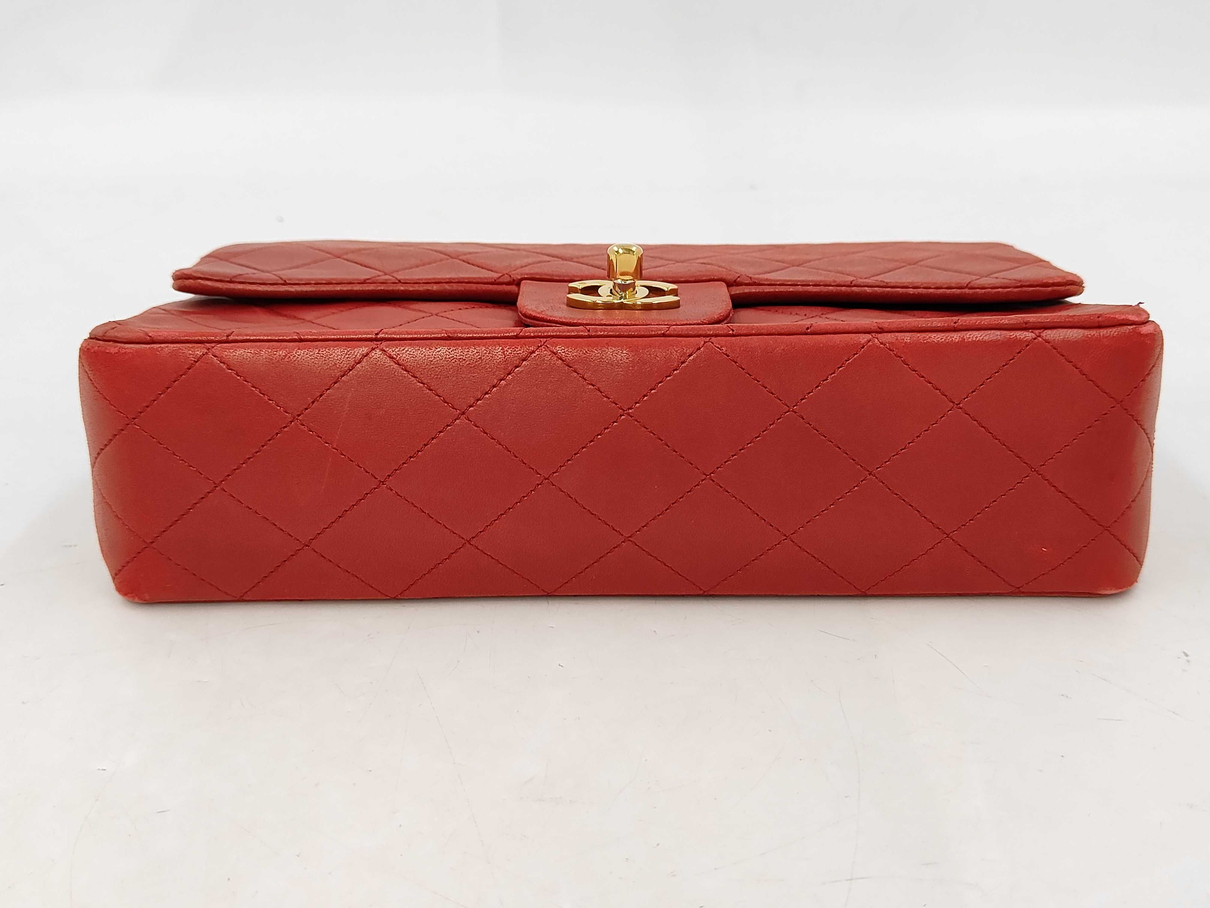Matelassé 25 Double Flap Double Chain Shoulder Bag, Lambskin, Red, Gold Hardware, with Original Seal, Serial Number 1 — view 5
