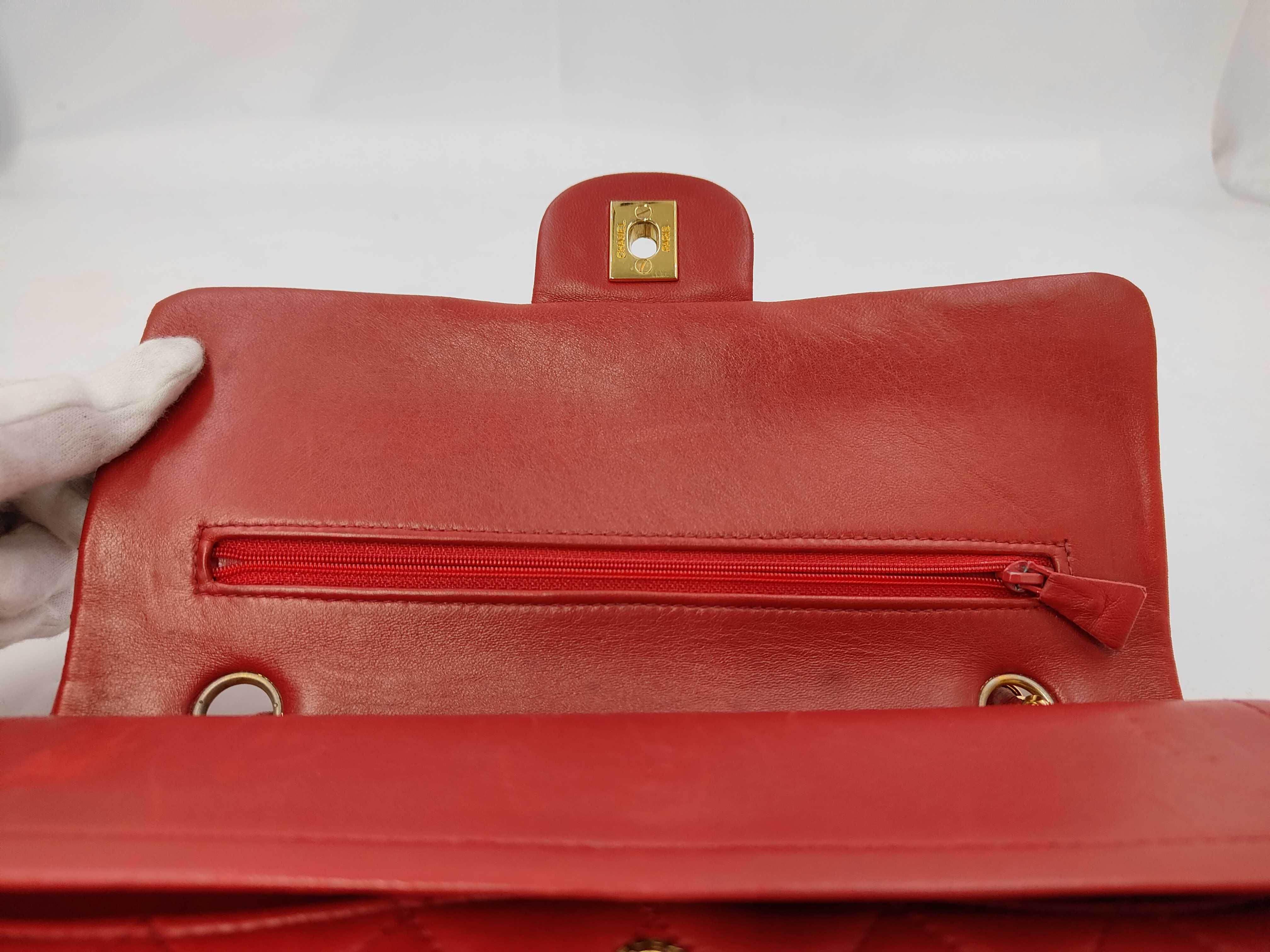 Matelassé 25 Double Flap Double Chain Shoulder Bag, Lambskin, Red, Gold Hardware, with Original Seal, Serial Number 1 — view 7