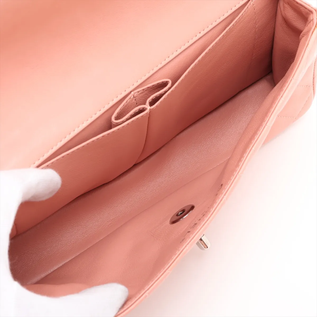 Matelassé Lambskin Single Flap Single Chain Bag, Pink, Silver Hardware, 11061046, Series 11 — view 6